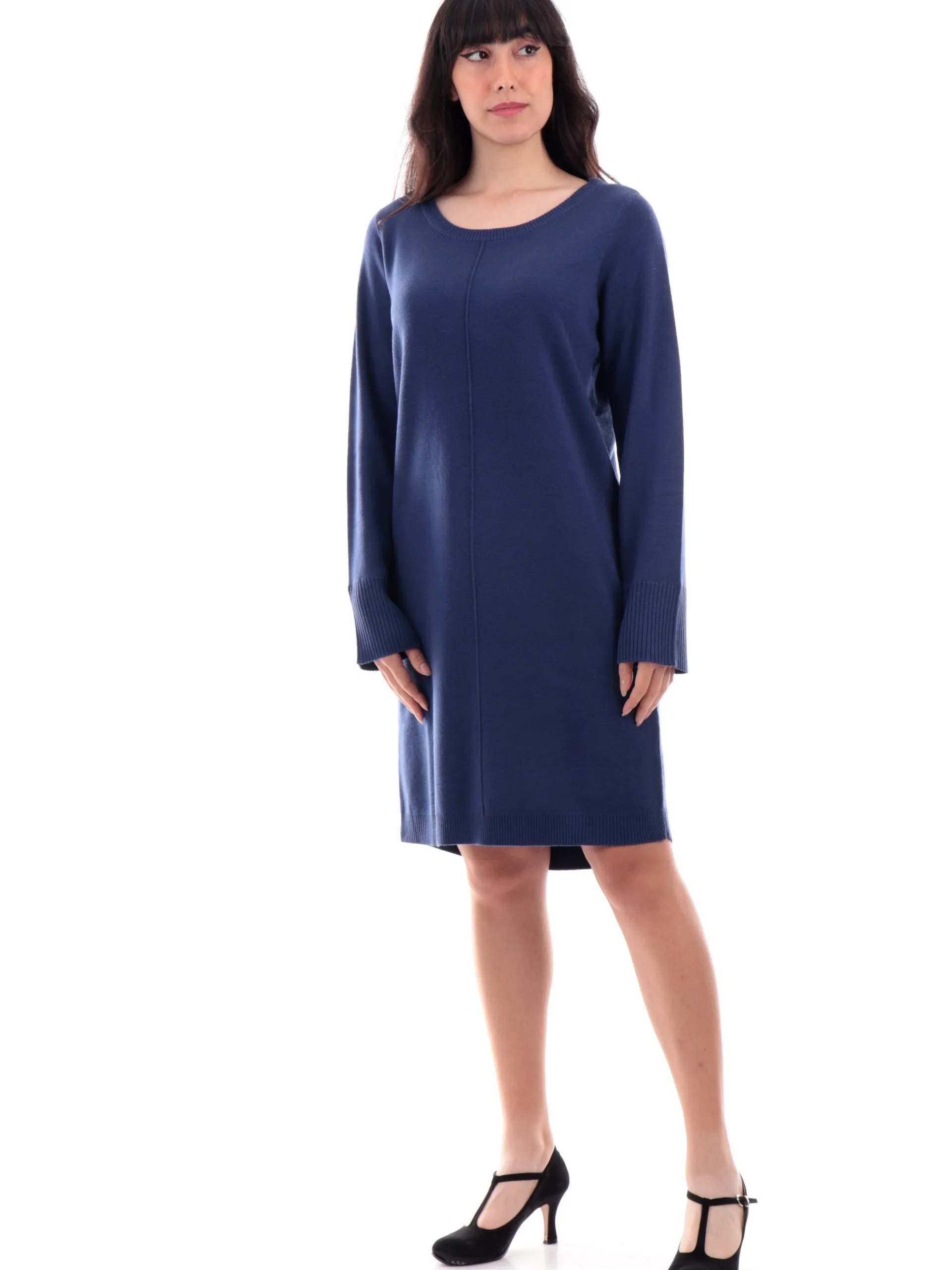 ANIS Vestiti*Abito girocollo blu da donna maniche lunghe 245W1321