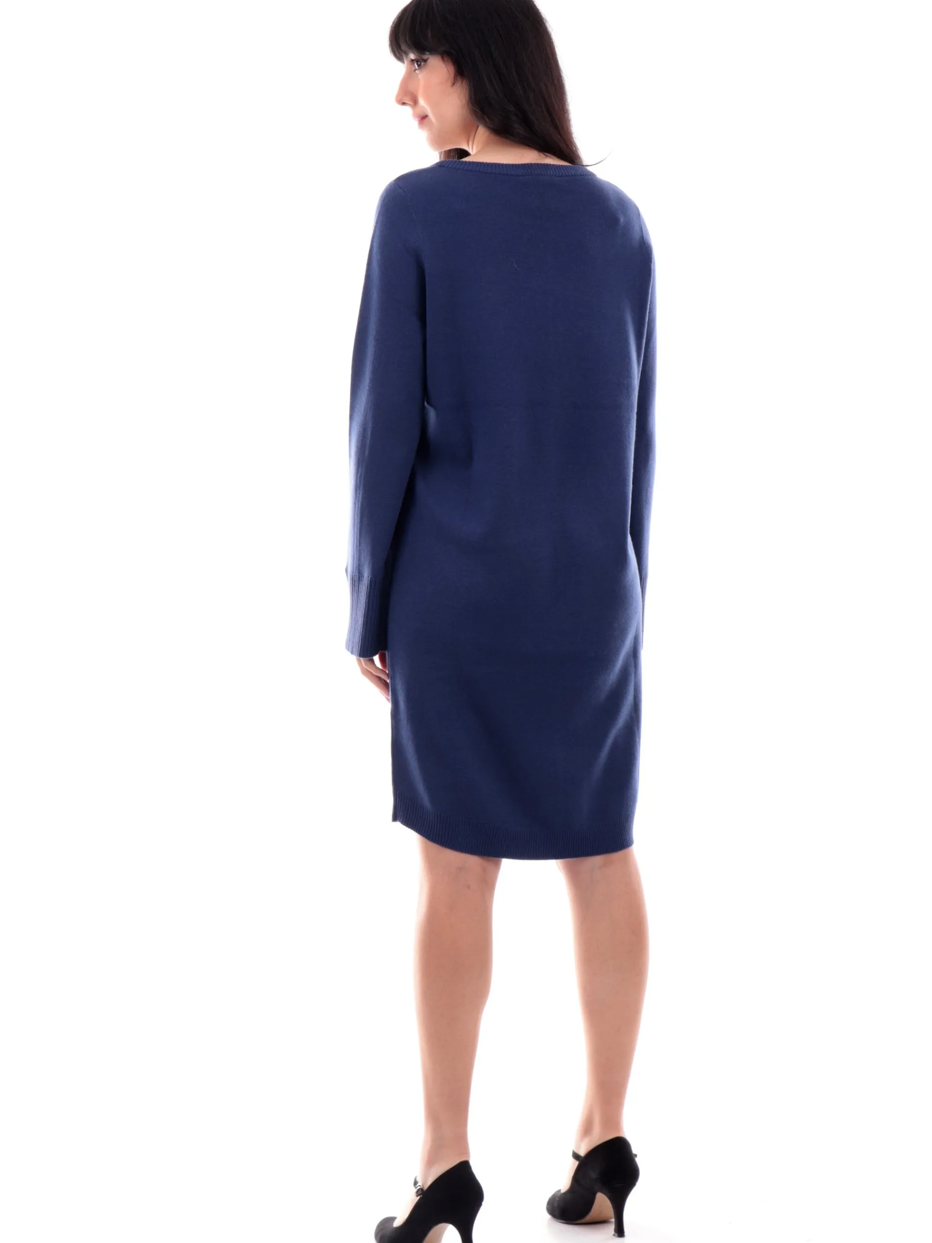 ANIS Vestiti*Abito girocollo blu da donna maniche lunghe 245W1321