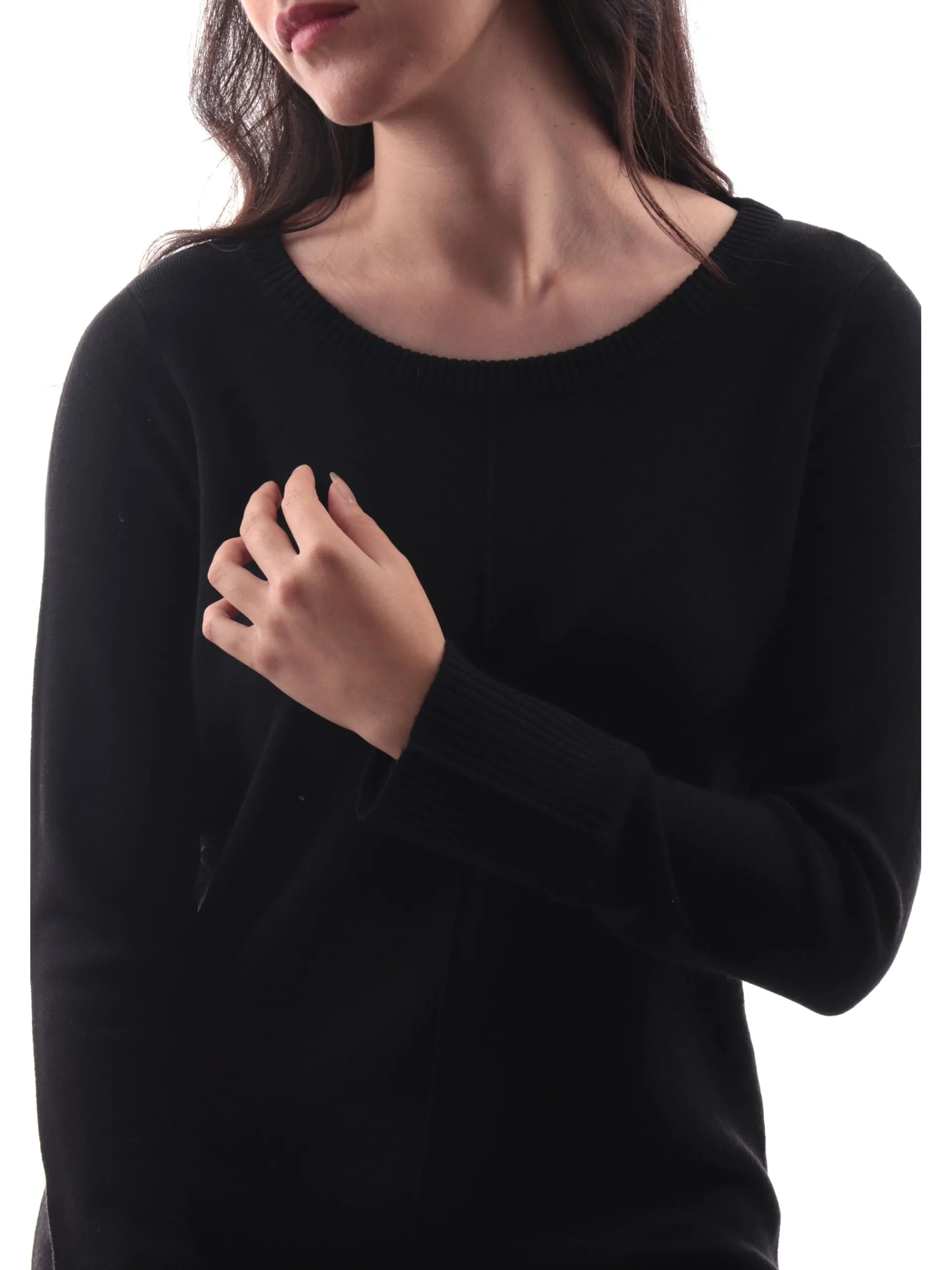 ANIS Vestiti*Abito girocollo nero da donna maniche lunghe 245W1321