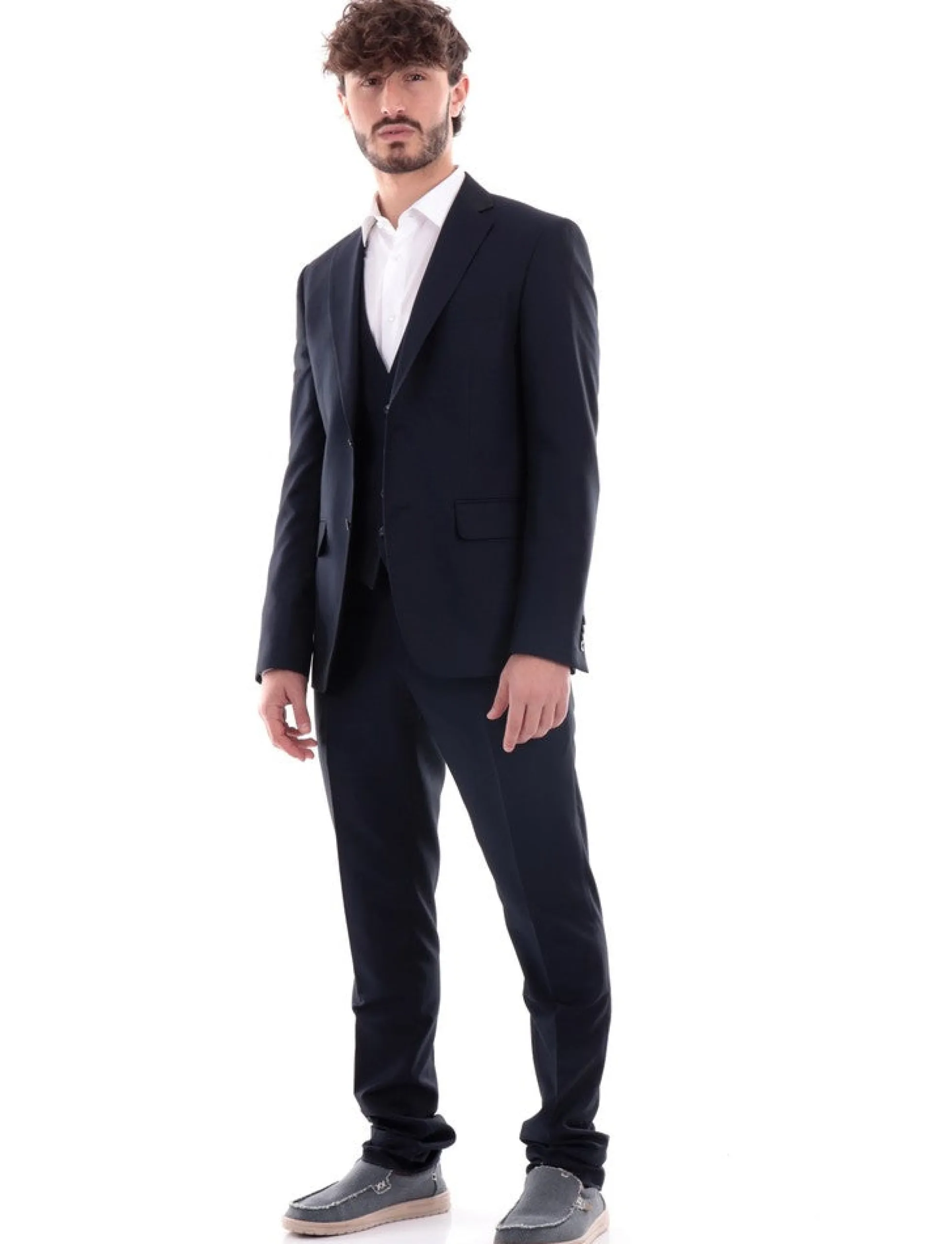 ALDO MARIA TESTA Completi*Abito e gilet blu da uomo effetto melange Drop7 AB650TR06