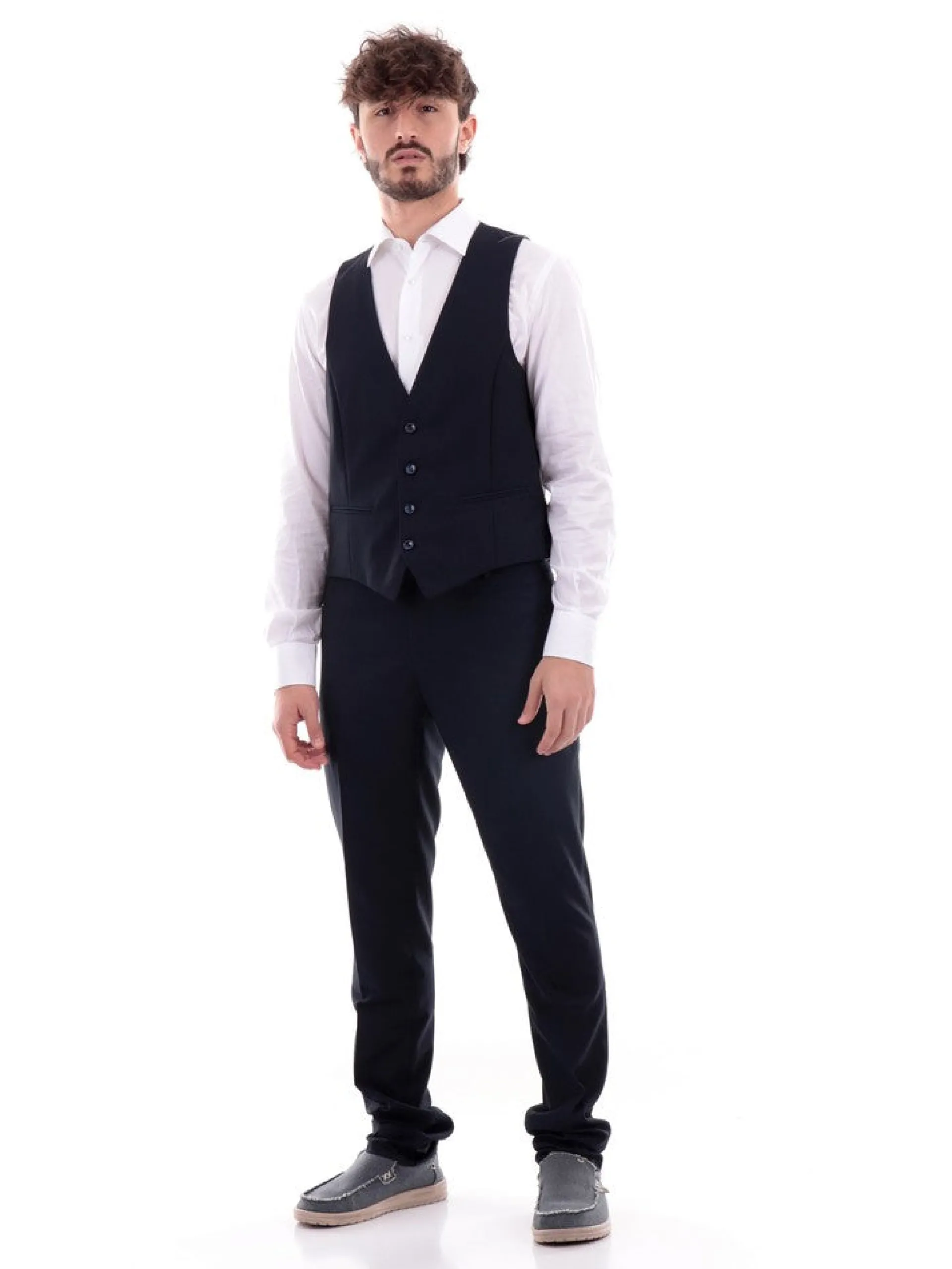 ALDO MARIA TESTA Completi*Abito e gilet blu da uomo effetto melange Drop7 AB650TR06