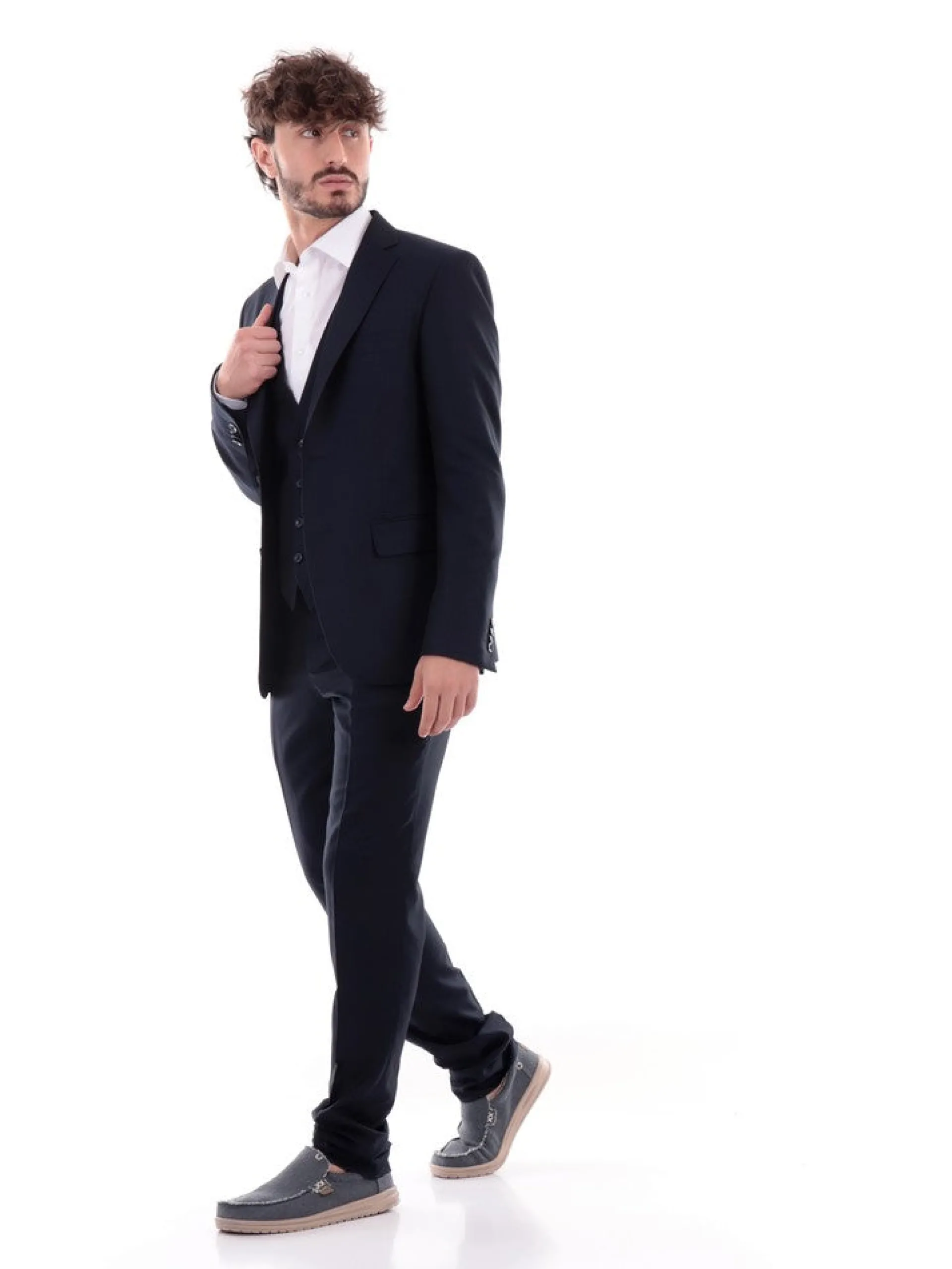ALDO MARIA TESTA Completi*Abito e gilet blu da uomo effetto melange Drop7 AB650TR06