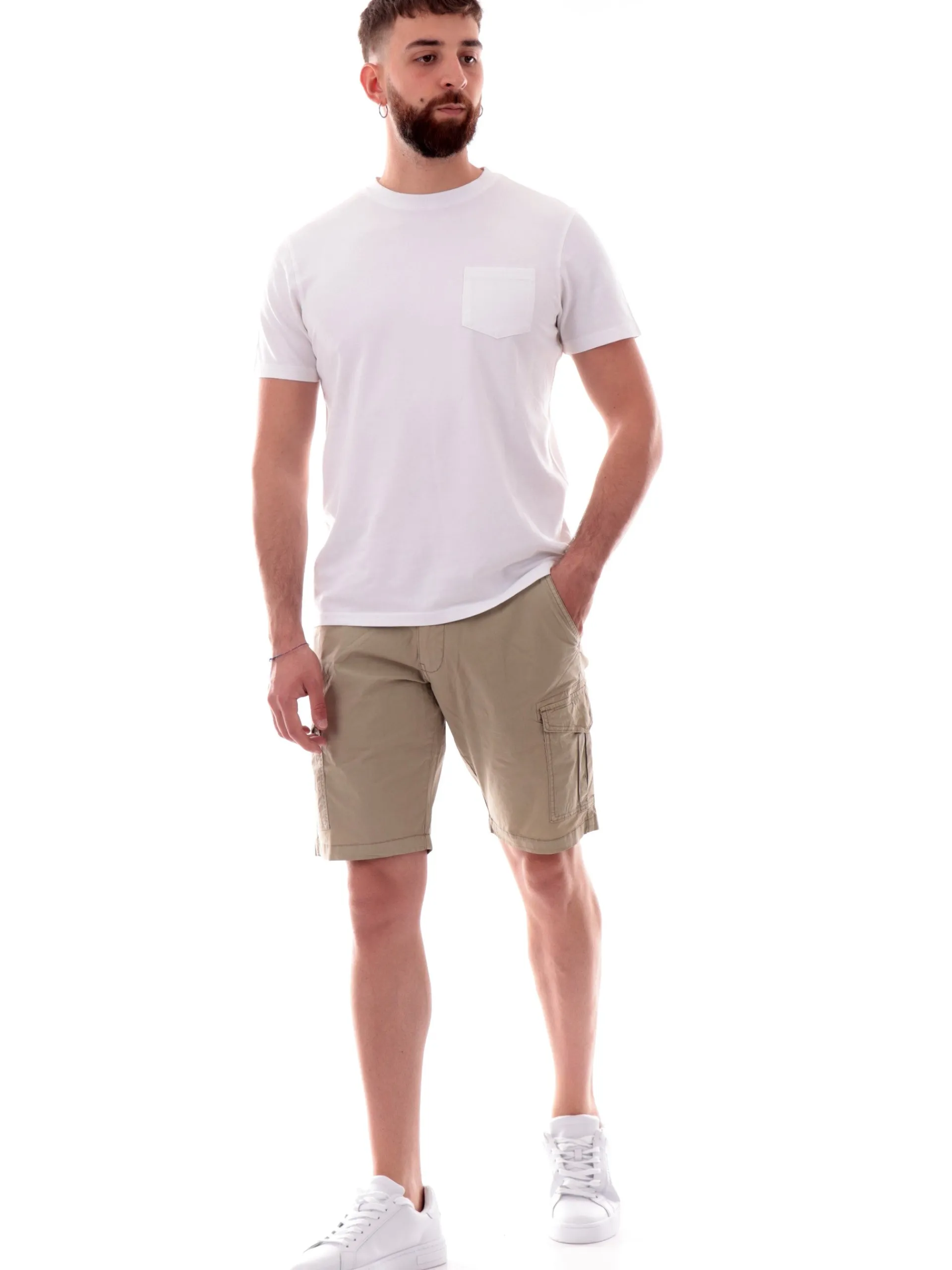 IMPURE Bermuda*Bermuda cargo beige da uomo in cotone SPIKEPOP