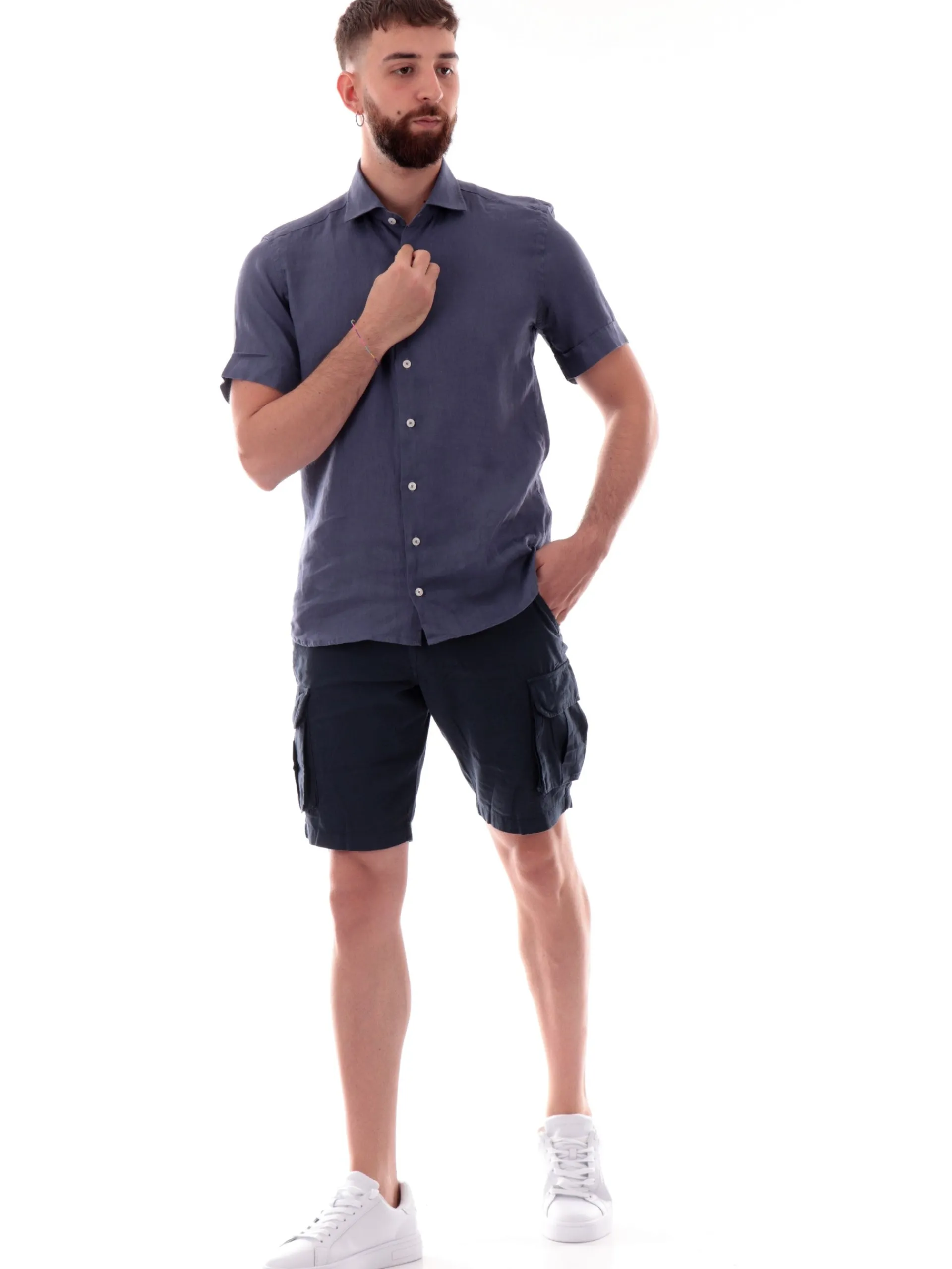 IMPURE Bermuda*Bermuda cargo blu da uomo con tasconi COOPER