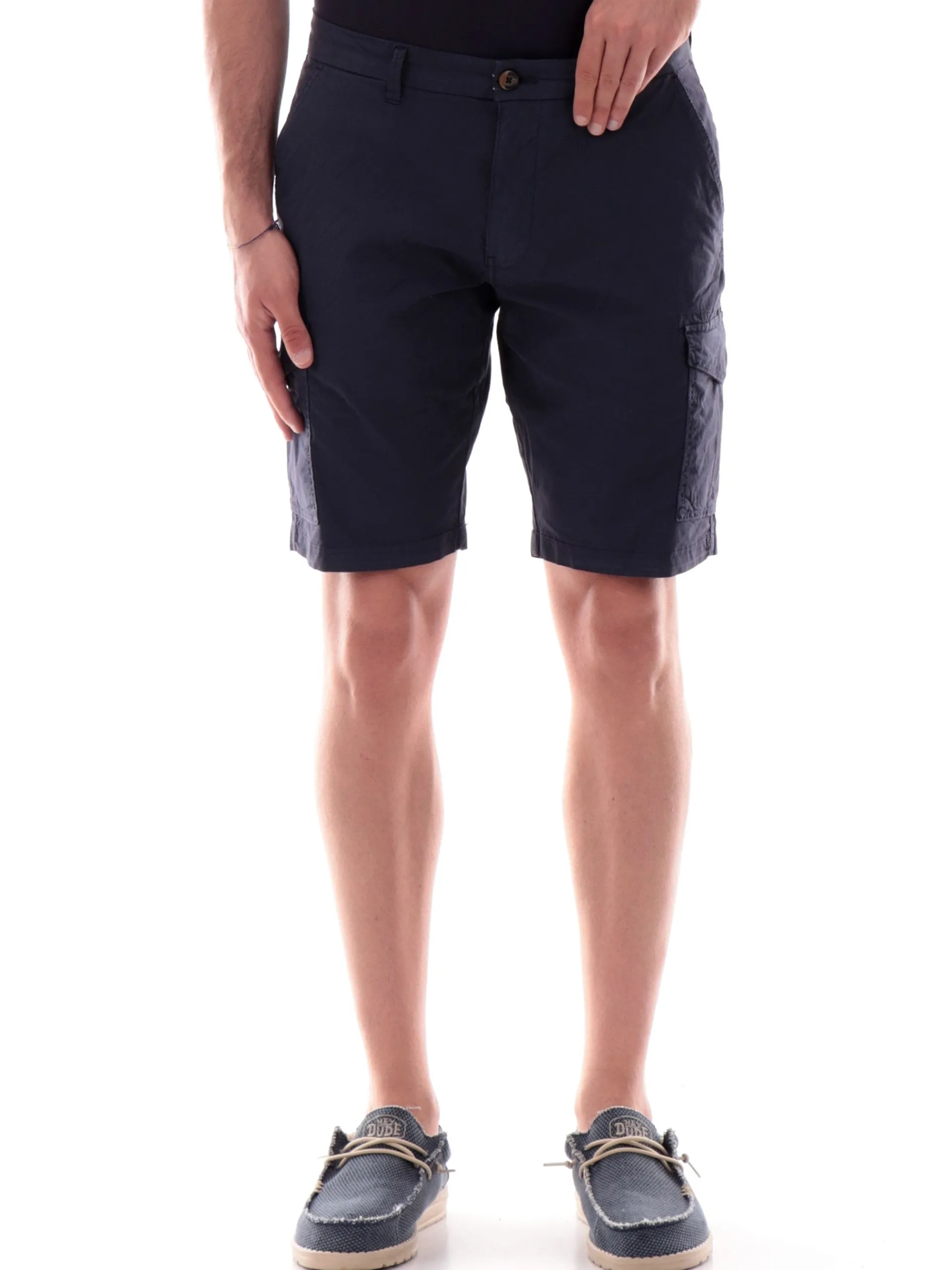 IMPURE Bermuda*Bermuda cargo blu da uomo in cotone SPIKEPOP