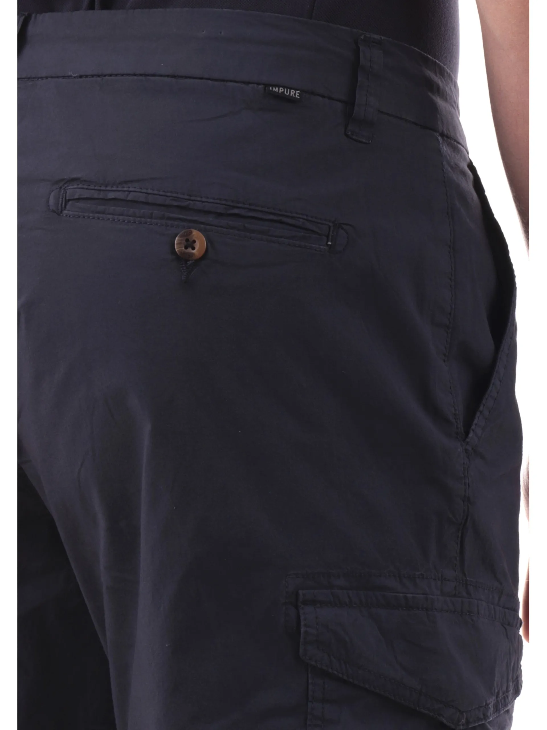 IMPURE Bermuda*Bermuda cargo blu da uomo in cotone SPIKEPOP