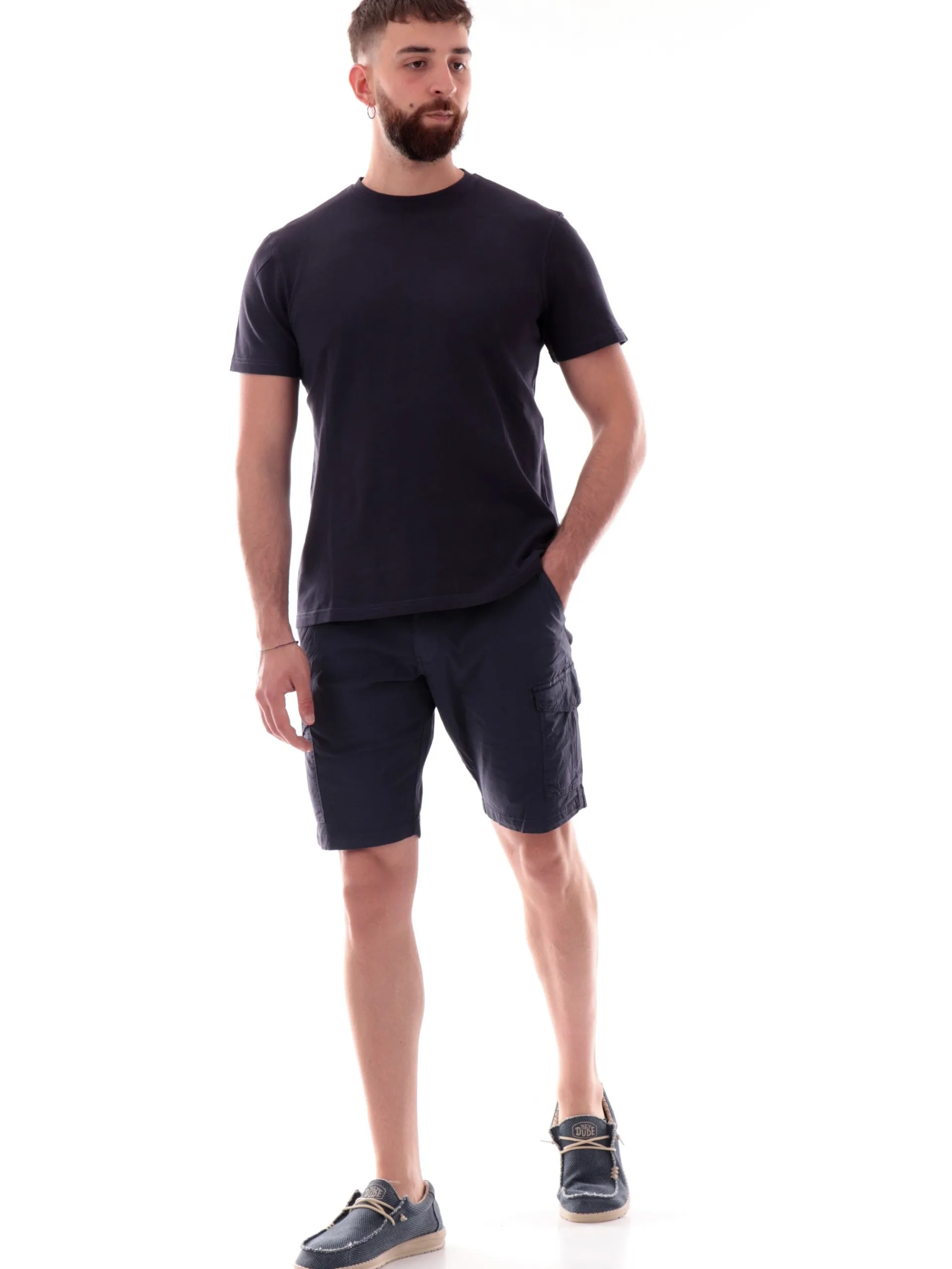 IMPURE Bermuda*Bermuda cargo blu da uomo in cotone SPIKEPOP