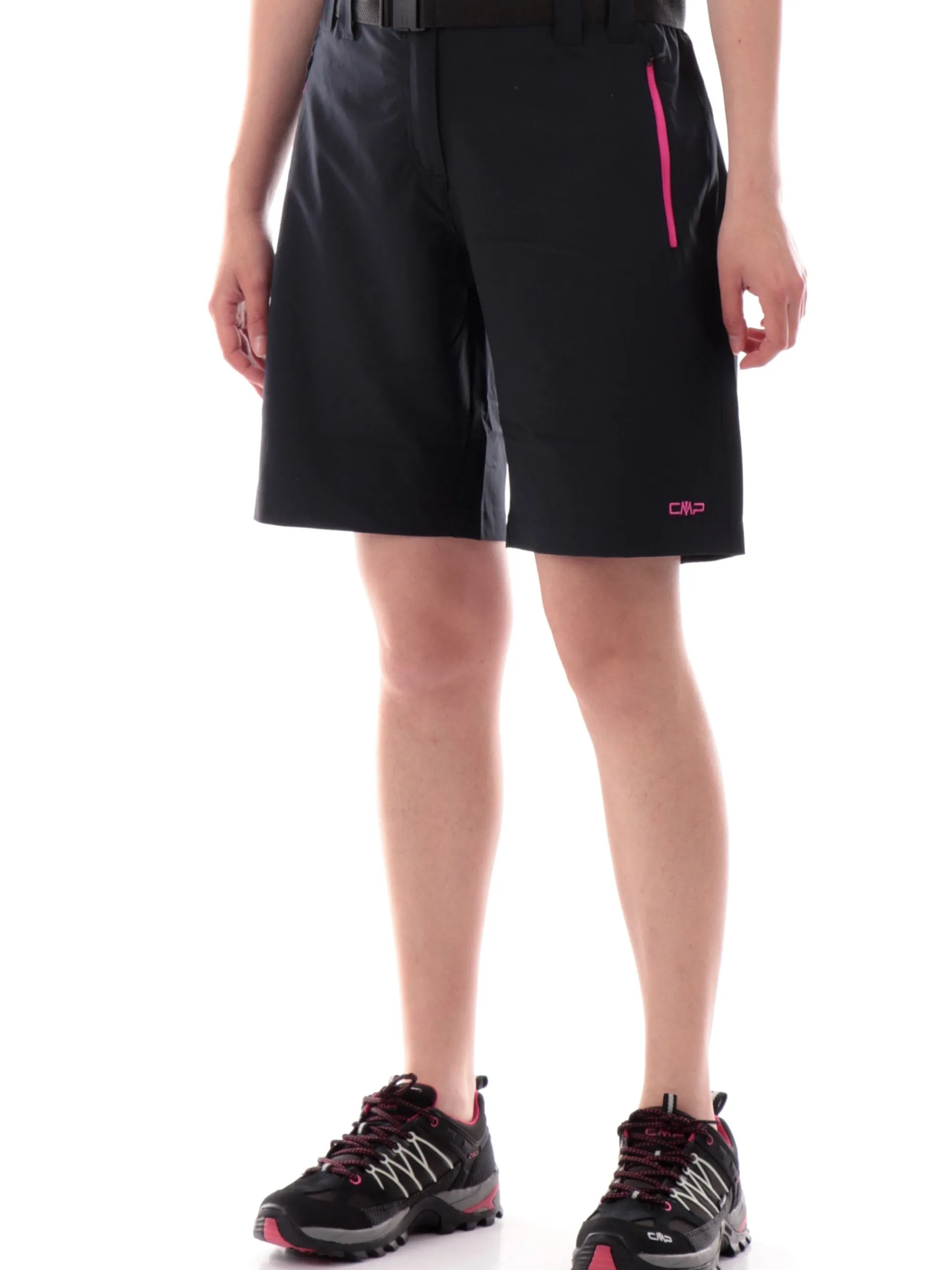 CMP Bermuda*Bermuda da trekking neri e rosa da donna tessuto tecnico con cintura 3T51146