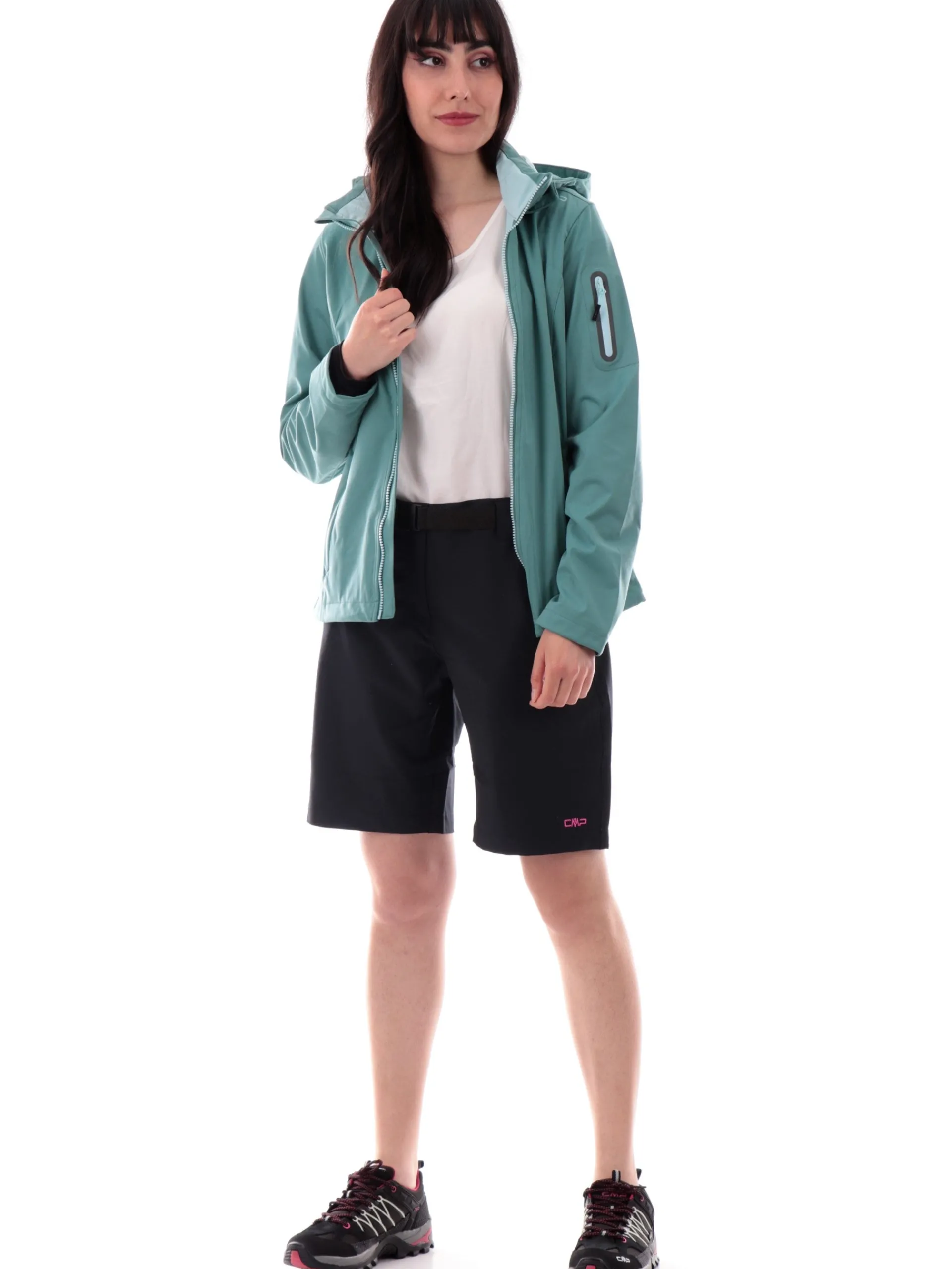 CMP Bermuda*Bermuda da trekking neri e rosa da donna tessuto tecnico con cintura 3T51146