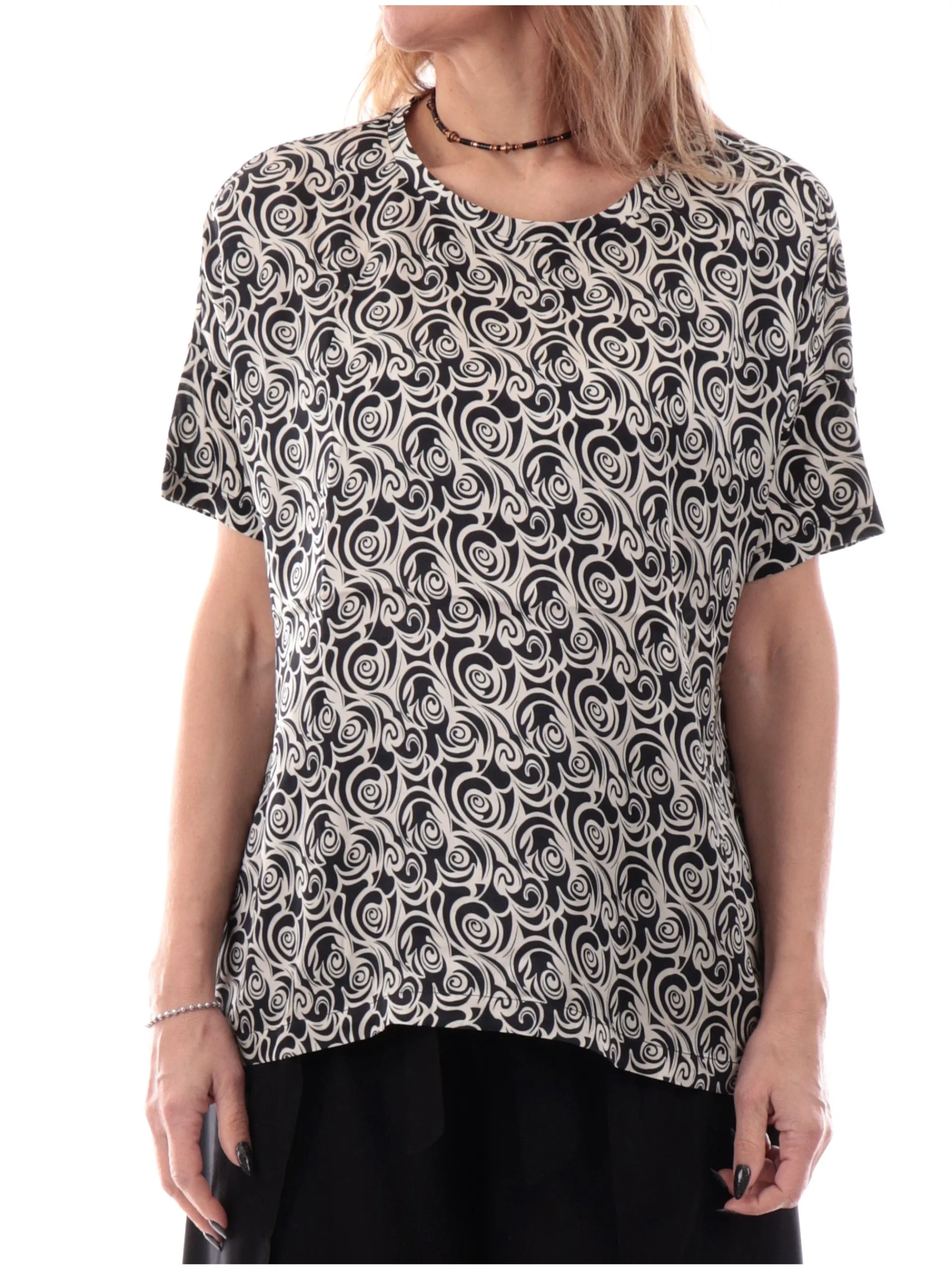ANIS Maglie*Blusa white da donna bianca e nera doppio tessuto 251W1491 029