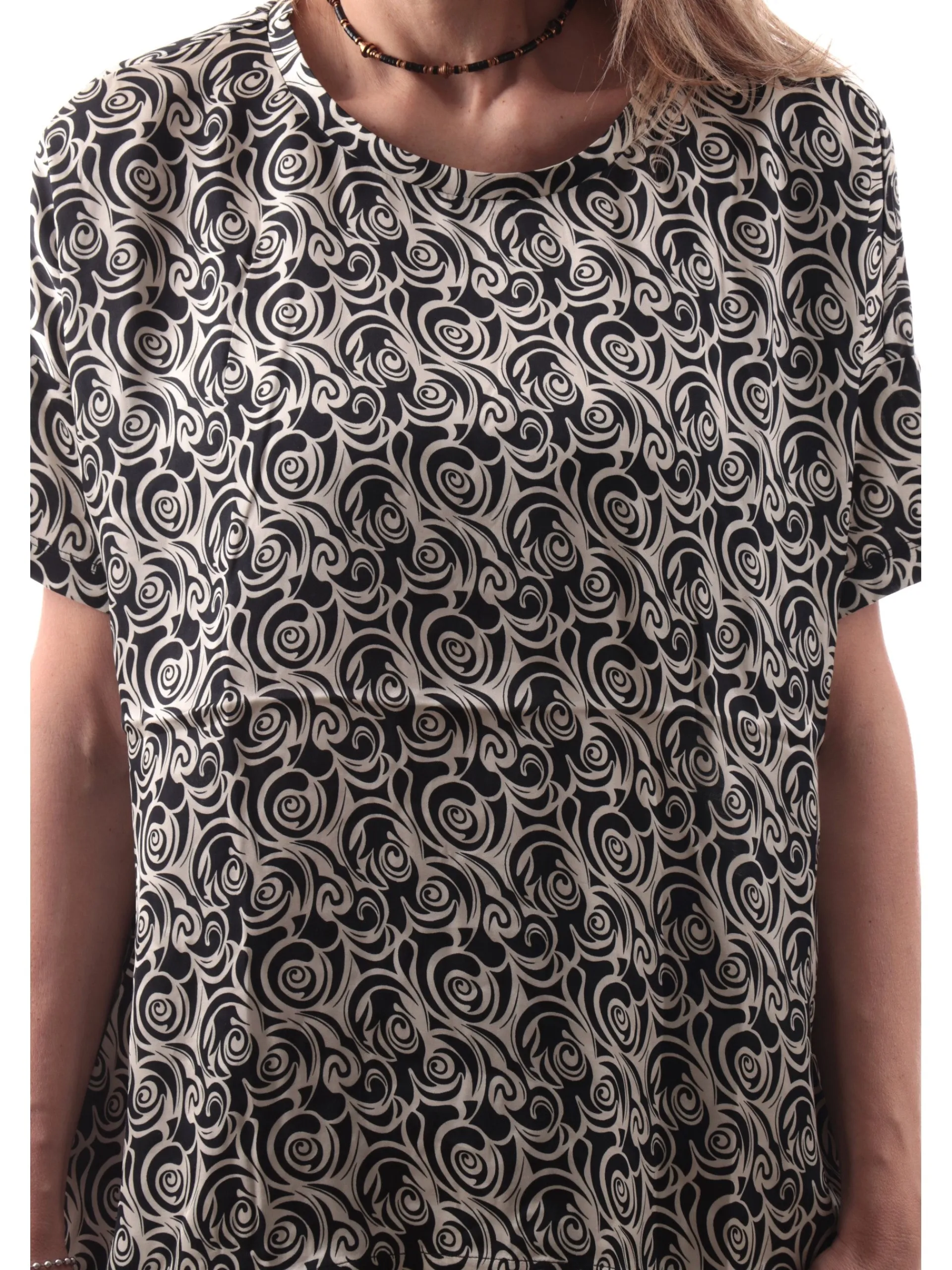 ANIS Maglie*Blusa white da donna bianca e nera doppio tessuto 251W1491 029