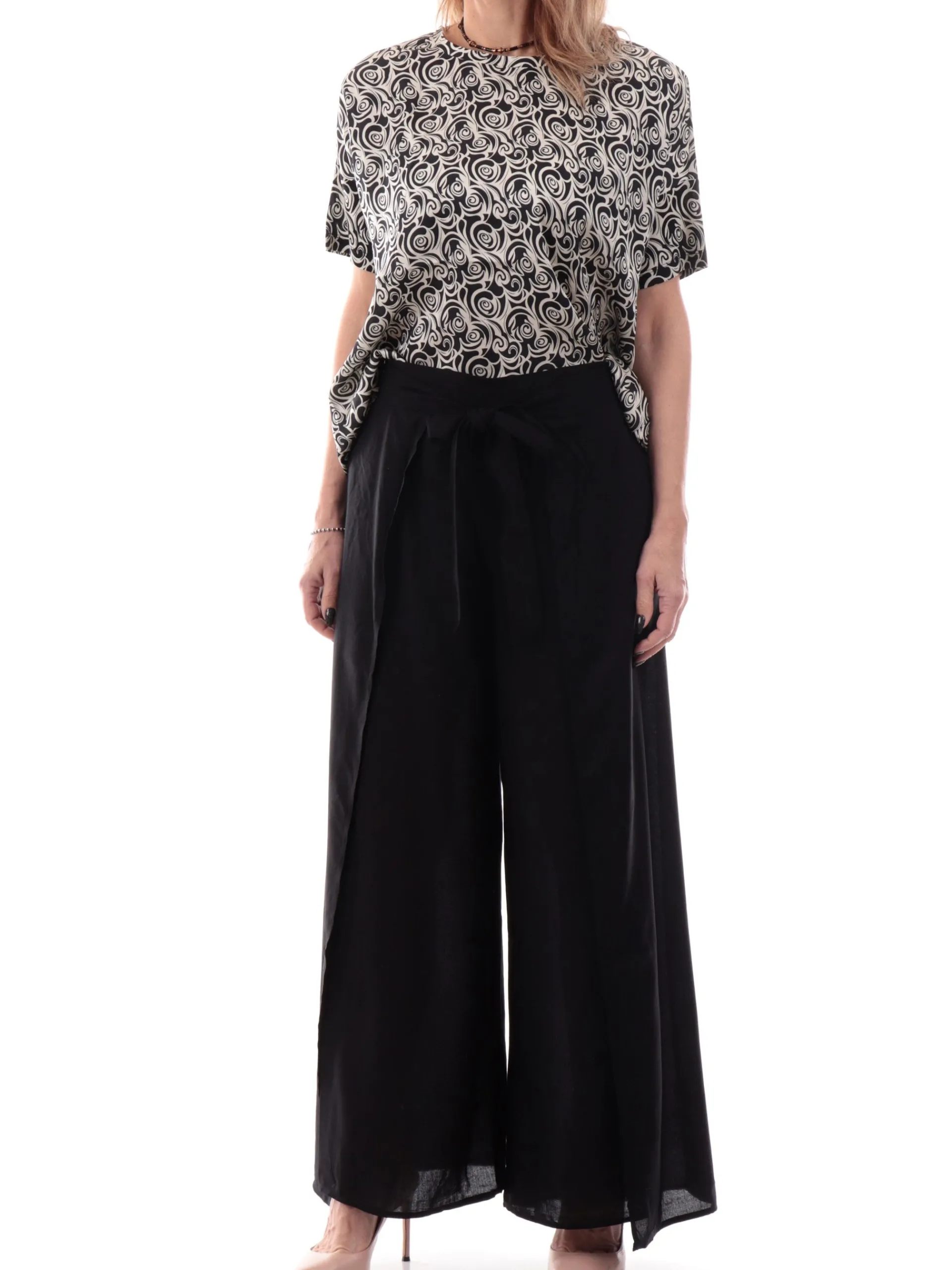 ANIS Maglie*Blusa white da donna bianca e nera doppio tessuto 251W1491 029