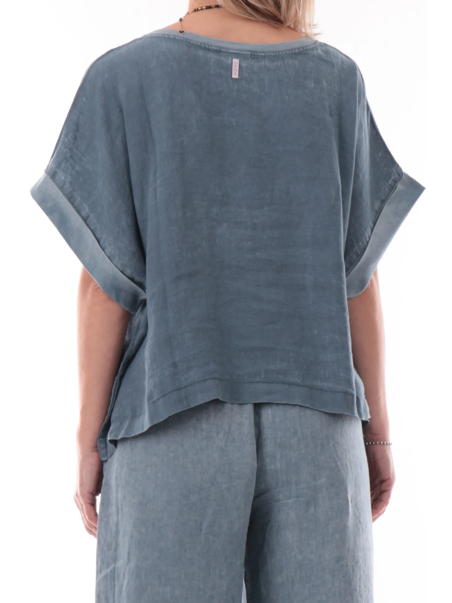 DEHA Maglie*Blusa celeste da donna con maniche a farfalla