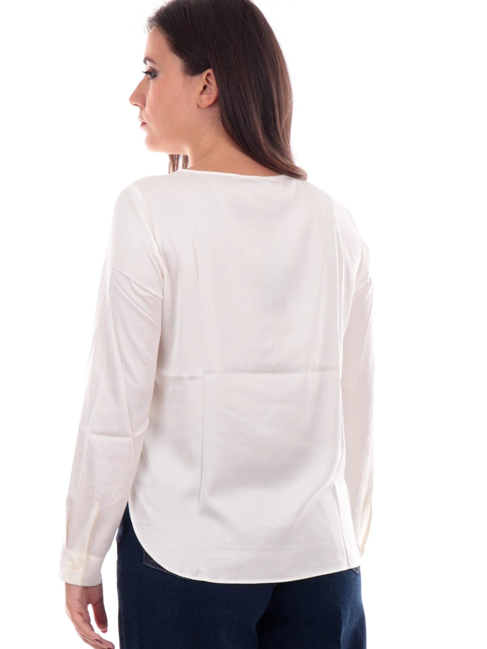 EMME MARELLA Maglie*Blusa bianca satin in raso da donna modello Madera