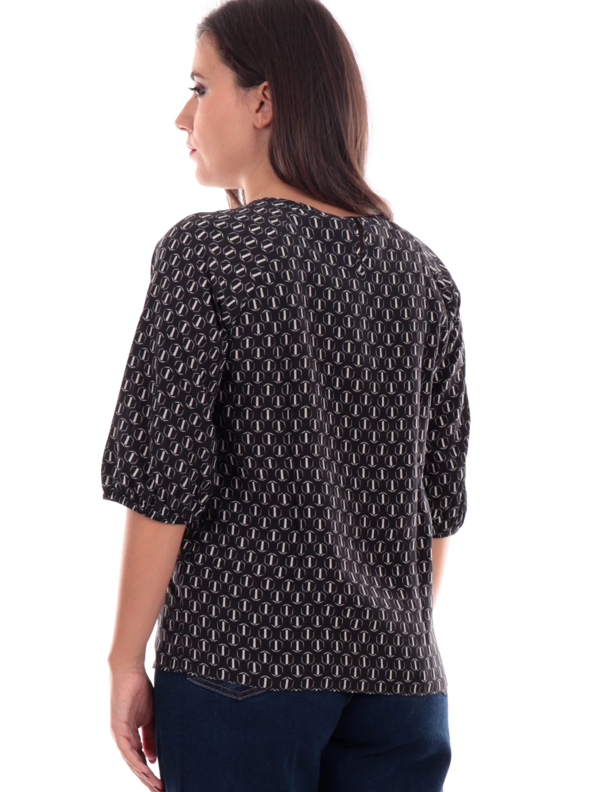 EMME MARELLA Maglie*Blusa nera satin fantasia da donna modello Beirut