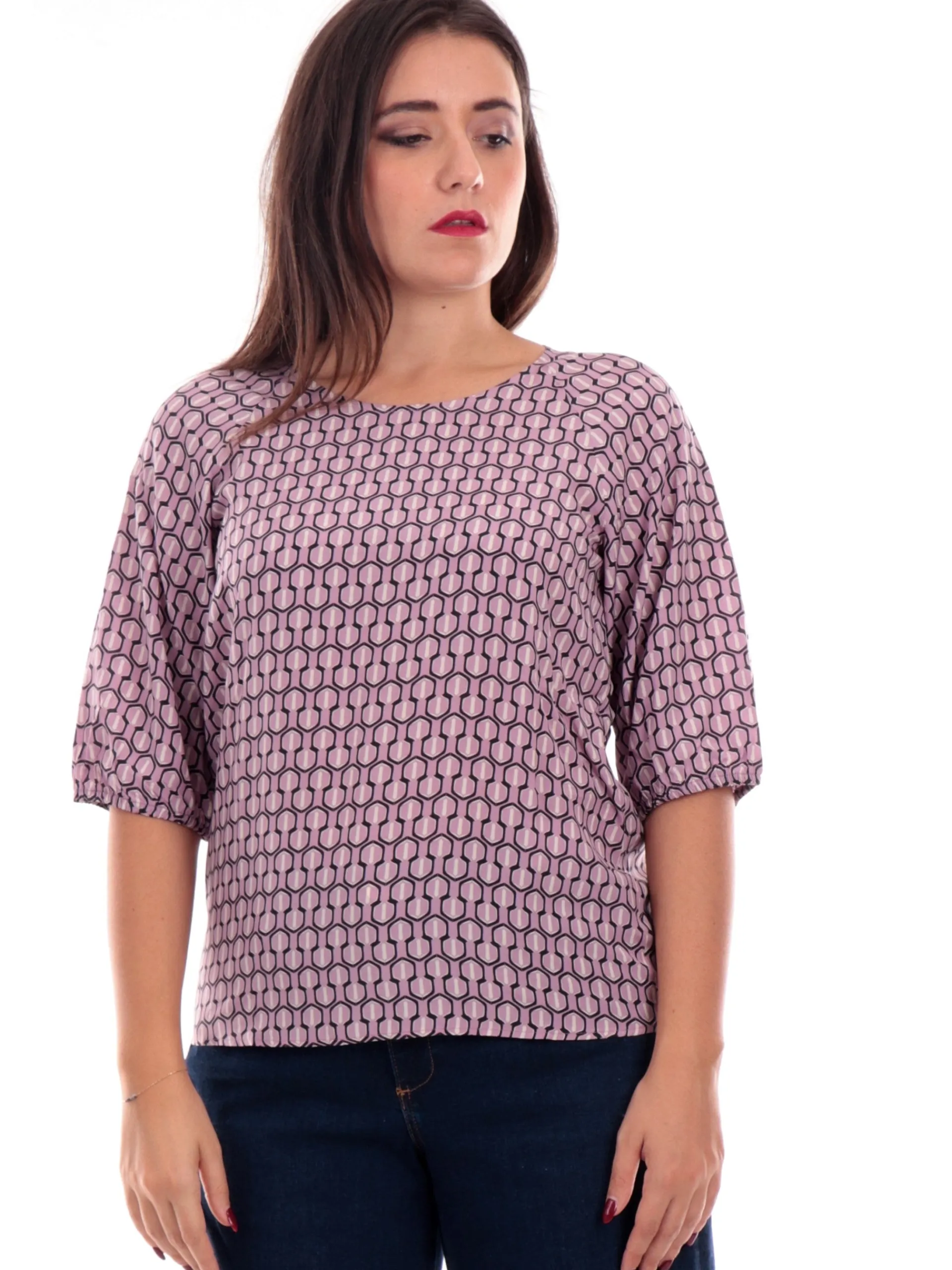 EMME MARELLA Maglie*Blusa rosa satin fantasia da donna modello Beirut