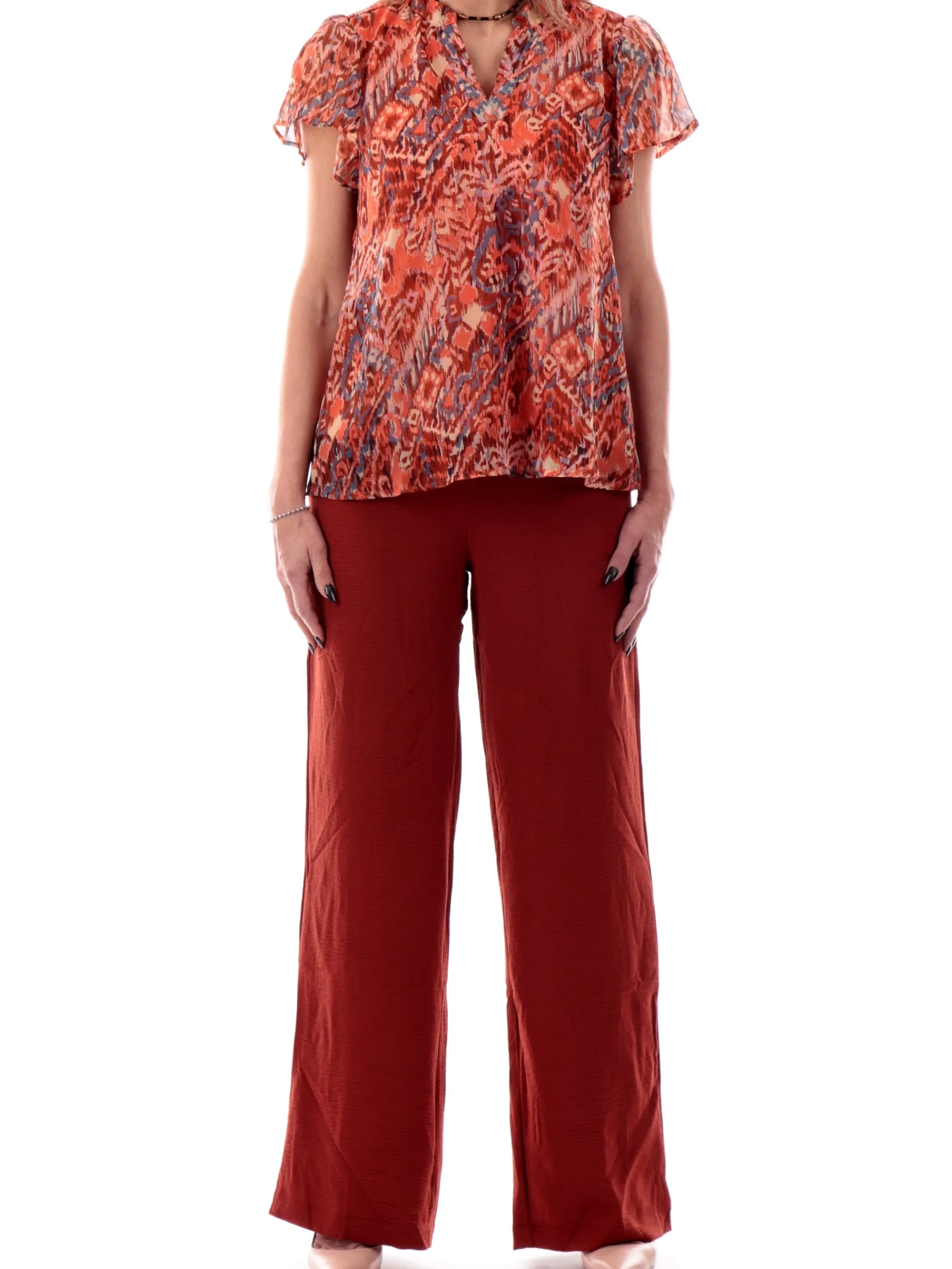 ONLY Maglie*Blusa scollo a V arancione da donna fantasia foulard 15344347