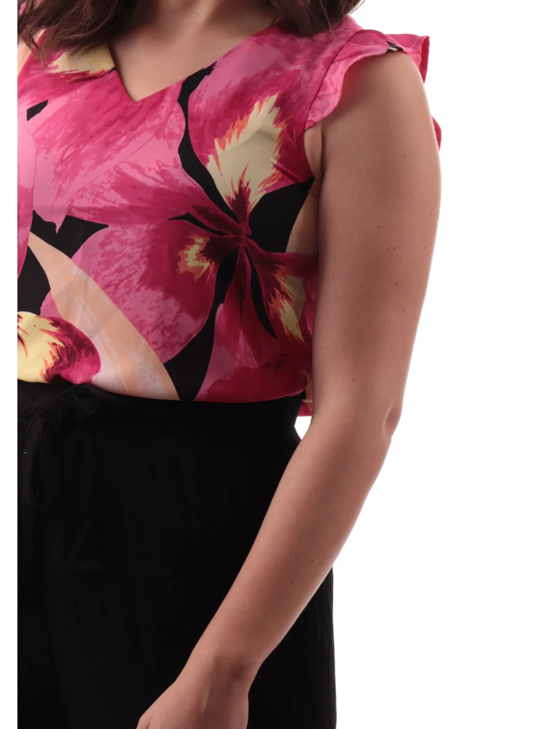 ONLY Maglie*Blusa scollo a V fucsia da donna fantasia foulard 15290791
