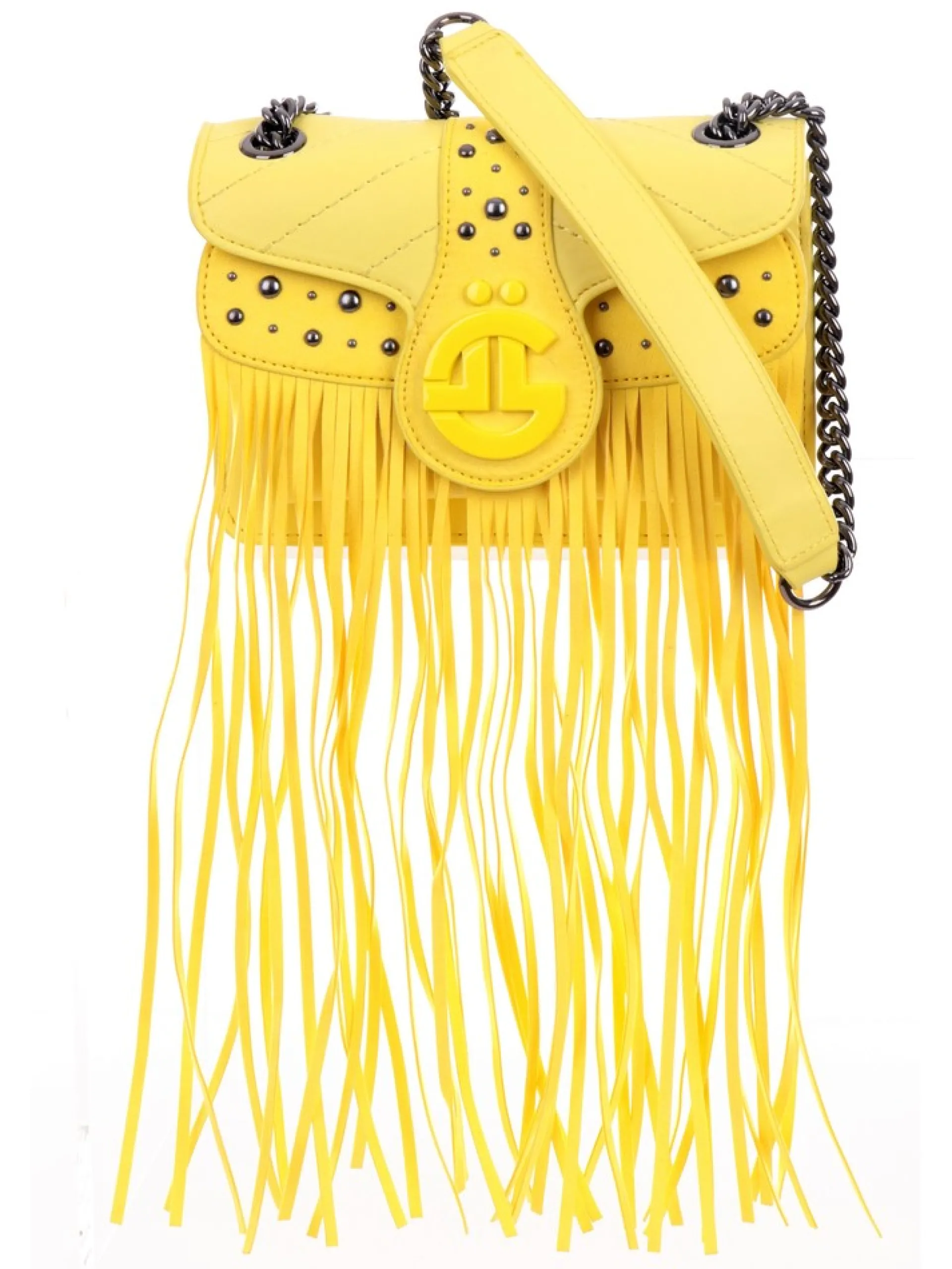 GAELLE Borse*Borsa Gialla da Donna con frange e tracolla regolabile GBDA3265AB