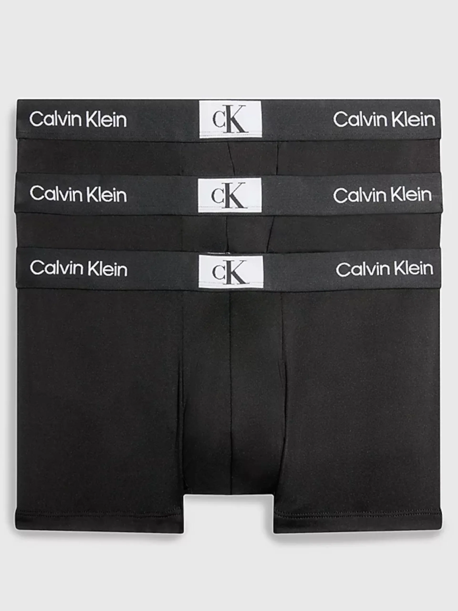 CALVIN KLEIN Boxer*Boxer neri da uomo Low Rise Trunk x3 logo CK a contrasto 000NB3532A