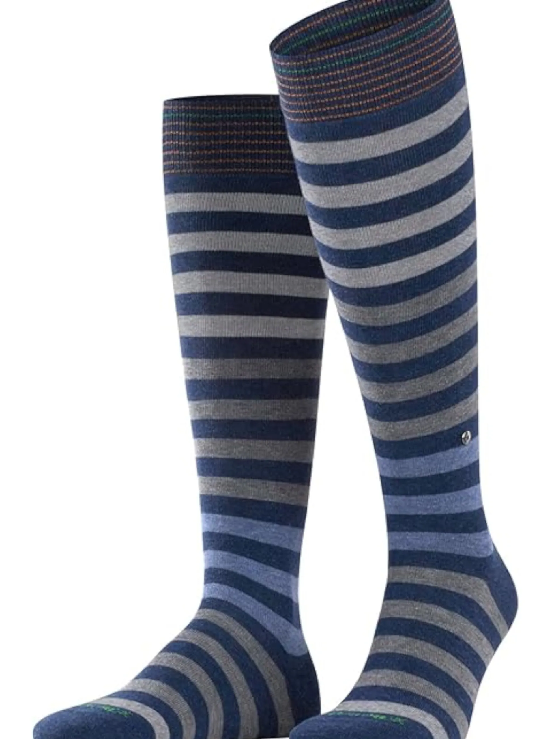 BURLINGTON Calzini*Calzini blu fantasia righe grigie Blackpool lunghi 21783