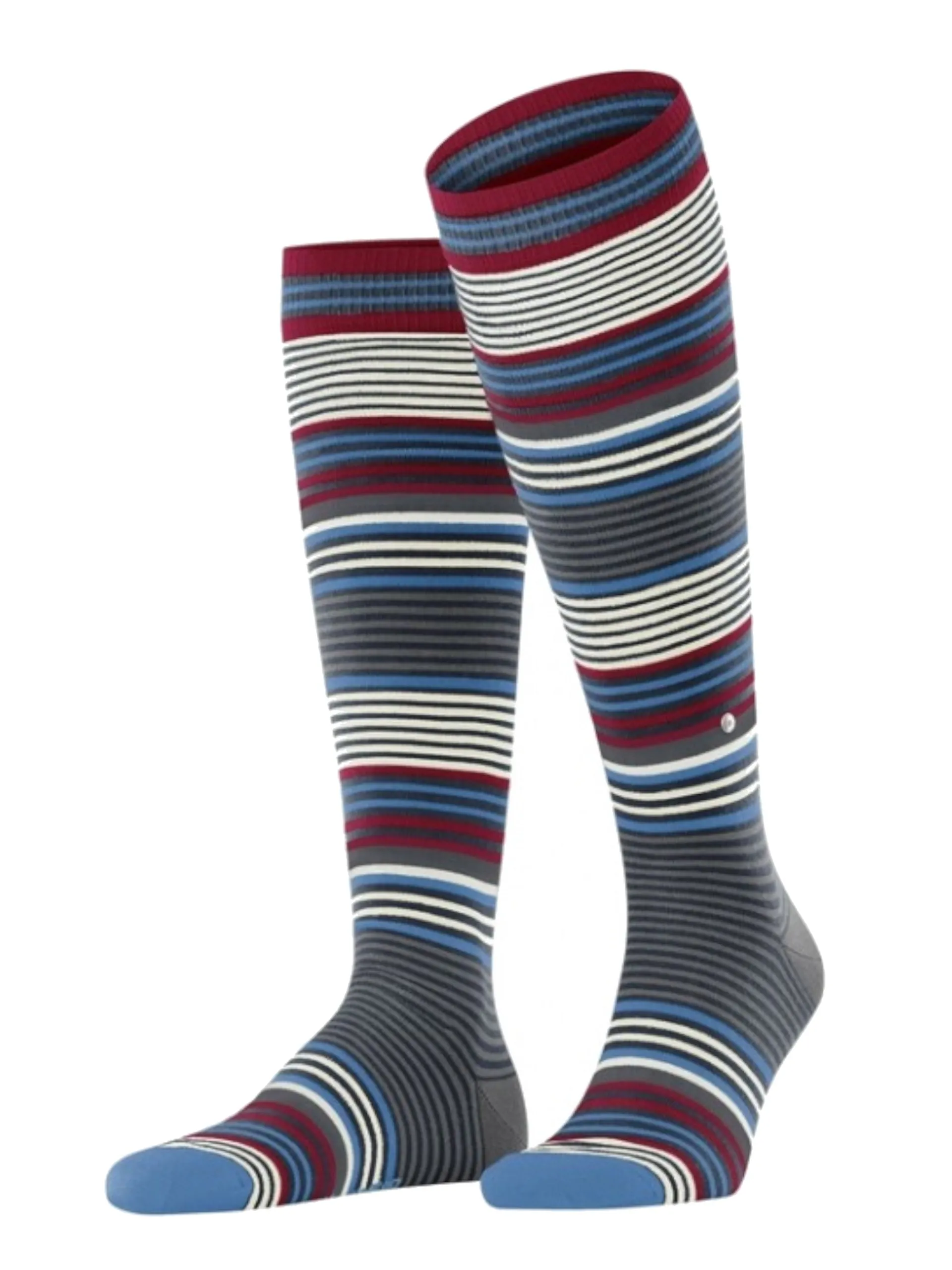 BURLINGTON Calzini*Calzini grigi fantasia righe rosse e blu Stripe lunghi 21757