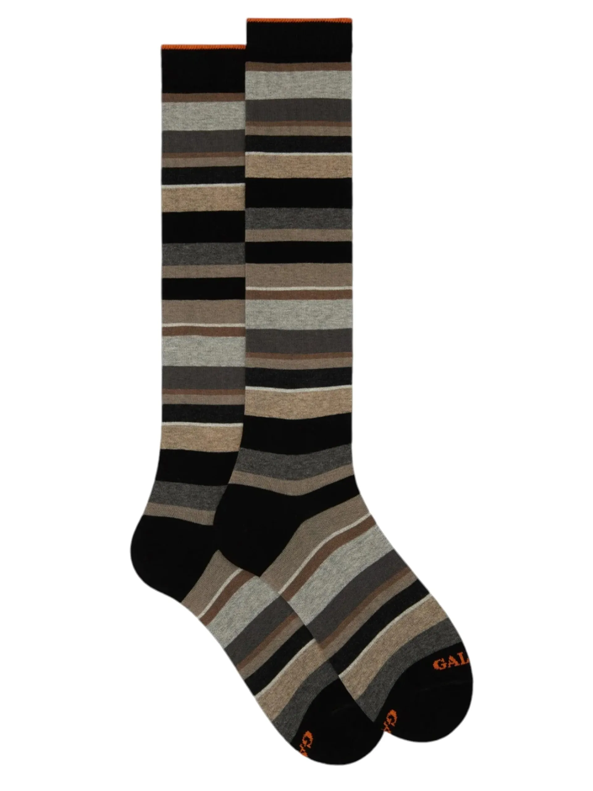GALLO Calzini*Calzini uomo con fantasia a righe Nere grigie e beige AP10341311765