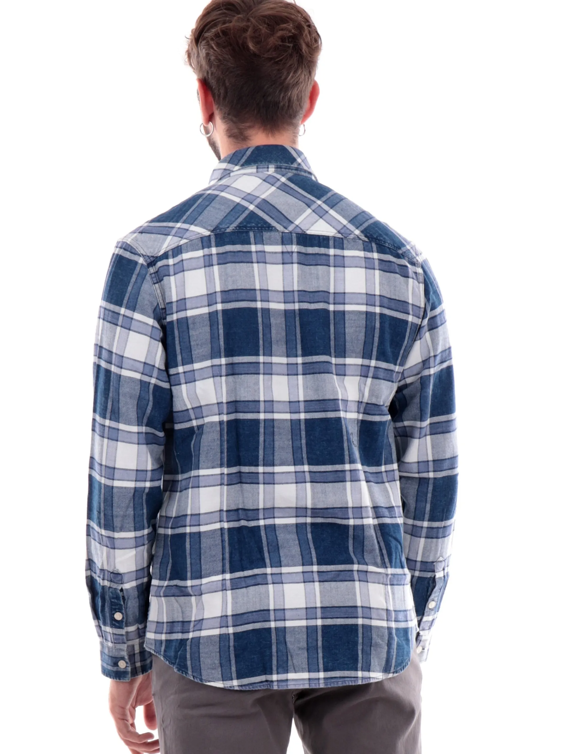 GUESS Camicie*Camicia a quadri blu da uomo Amsterdam M4YH02WGET0