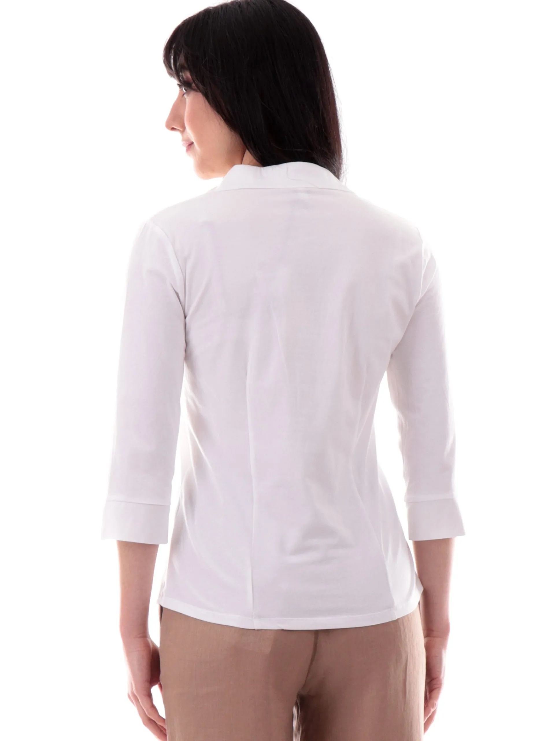 ANIS Top & Camicie*Camicia scollo a V bianca da donna maniche tre quarti 251C1065