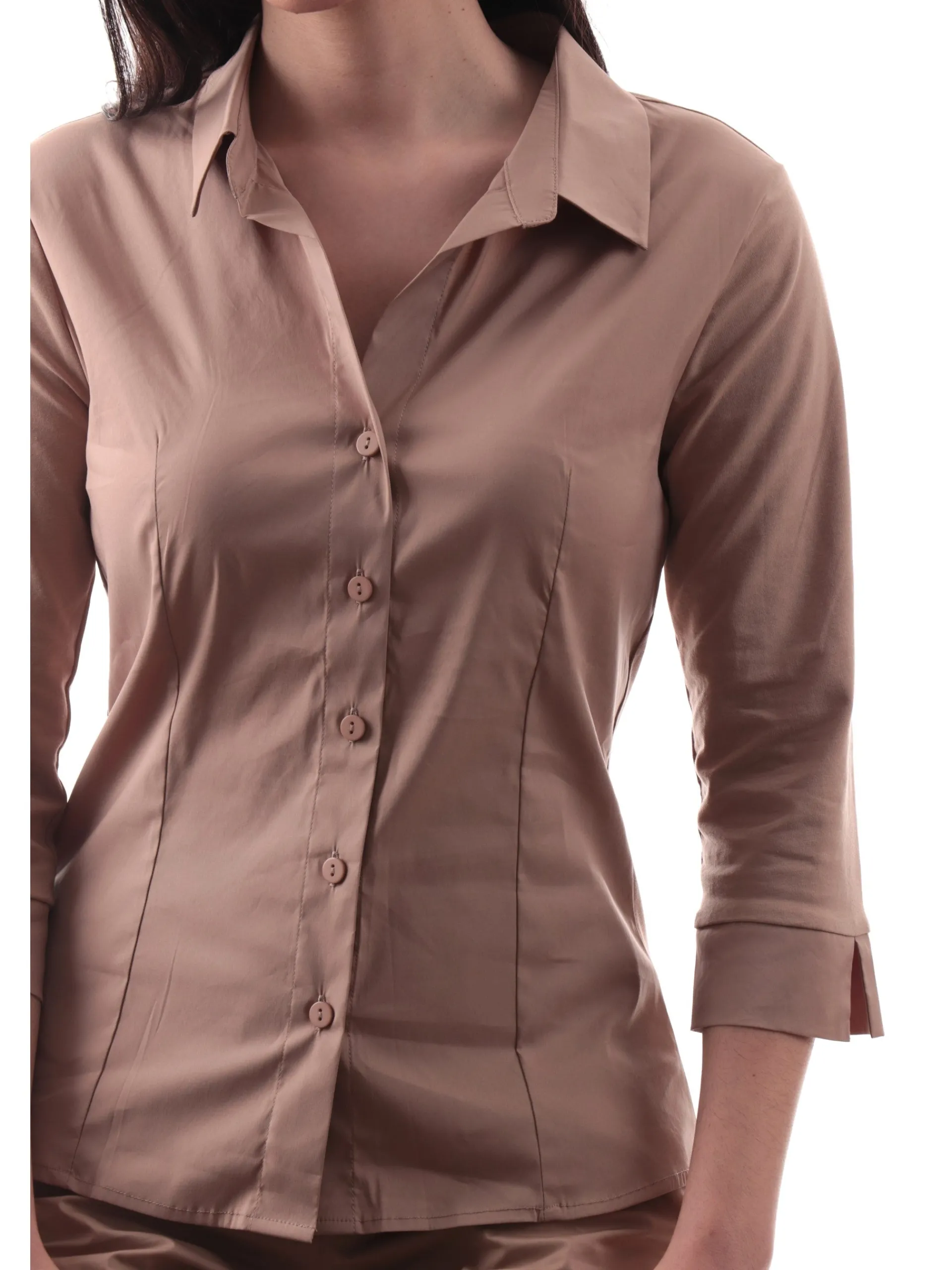 ANIS Top & Camicie*Camicia scollo a V marrone da donna maniche tre quarti 251C1065