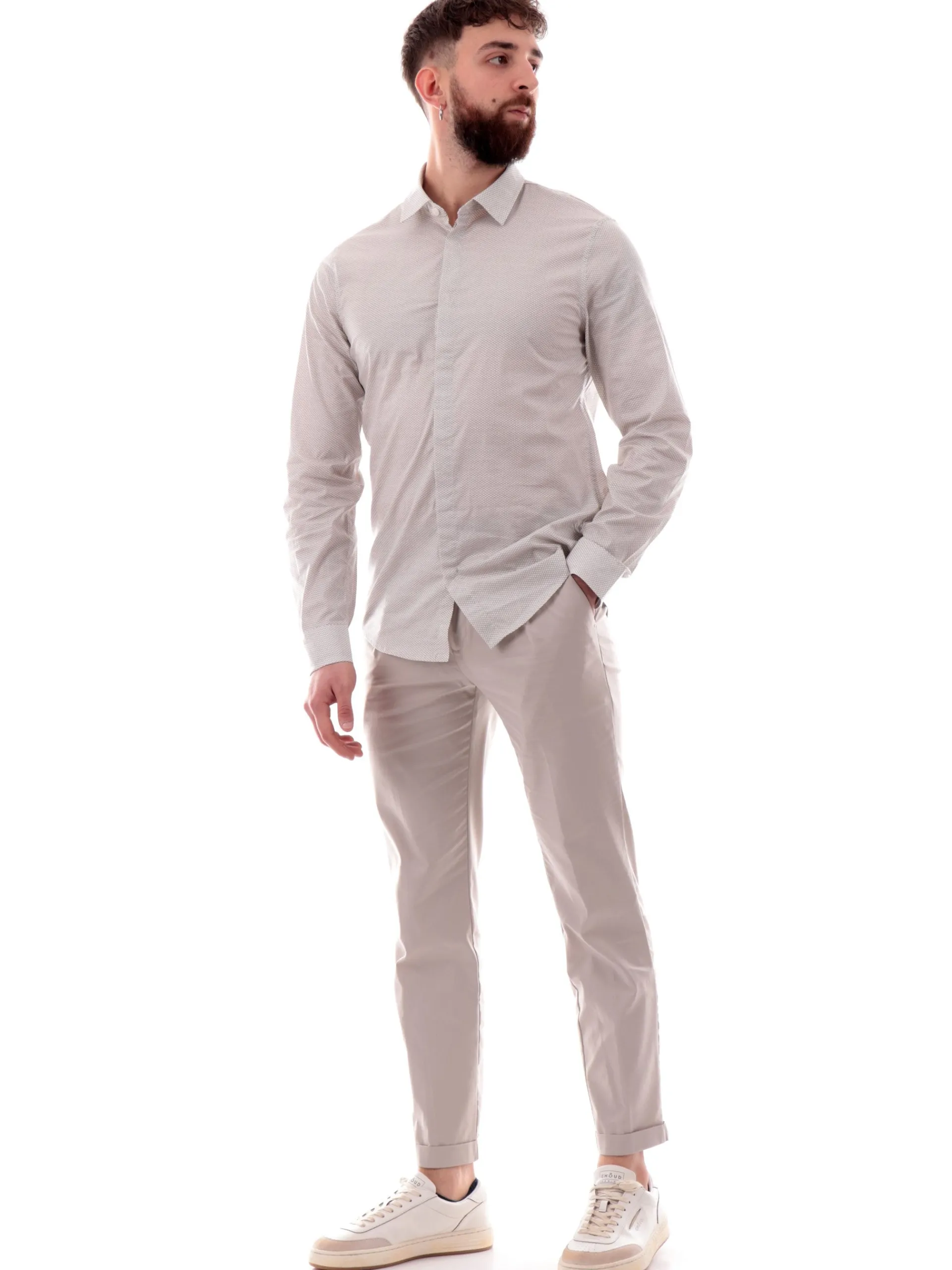 ARMANI EXCHANGE Camicie*Camicia AX bianca da uomo fantasia geo XM000625AF13184