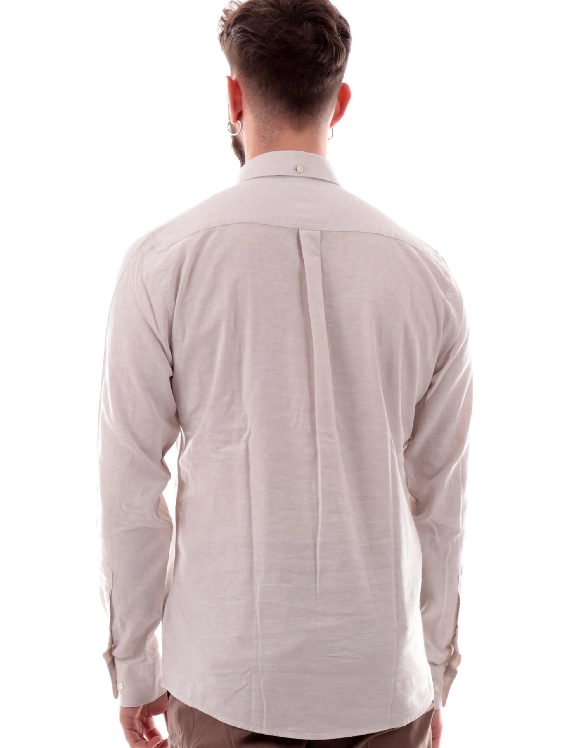 BARBOUR Camicie*Camicia beige Nelson da uomo in lino MSH5090