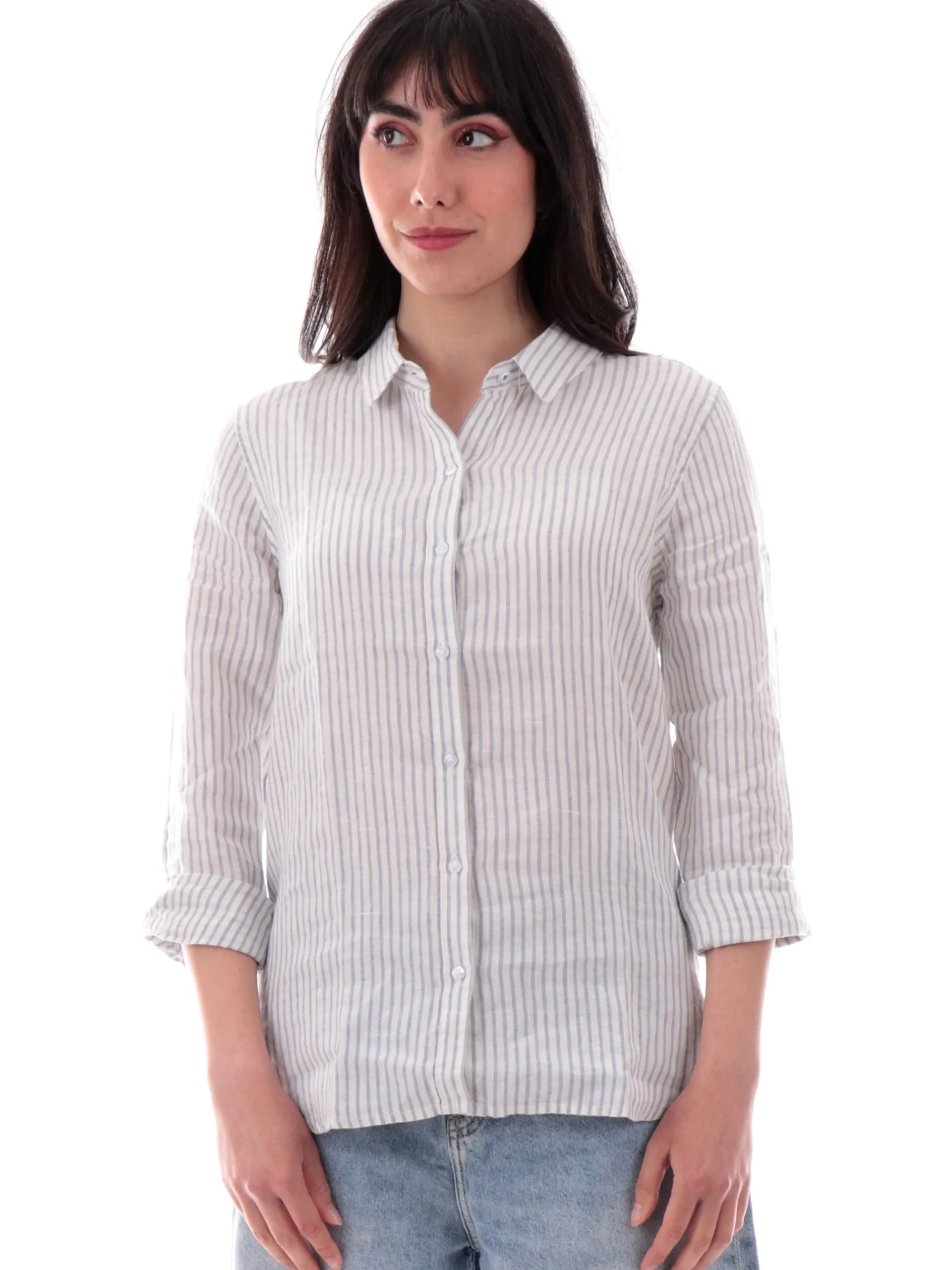 BARBOUR Top & Camicie*Camicia da donna a righe bianca e celeste LSH1315