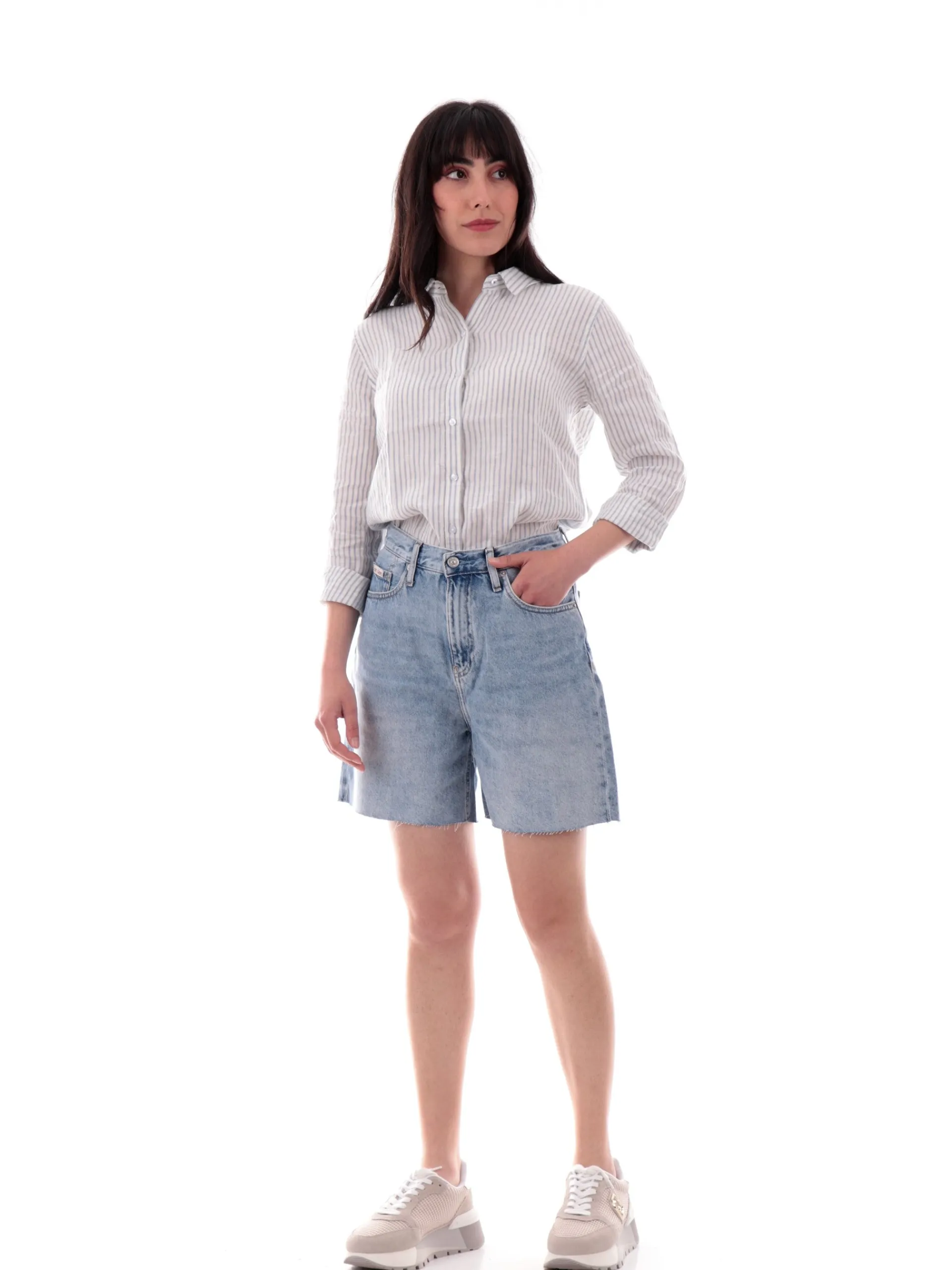 BARBOUR Top & Camicie*Camicia da donna a righe bianca e celeste LSH1315