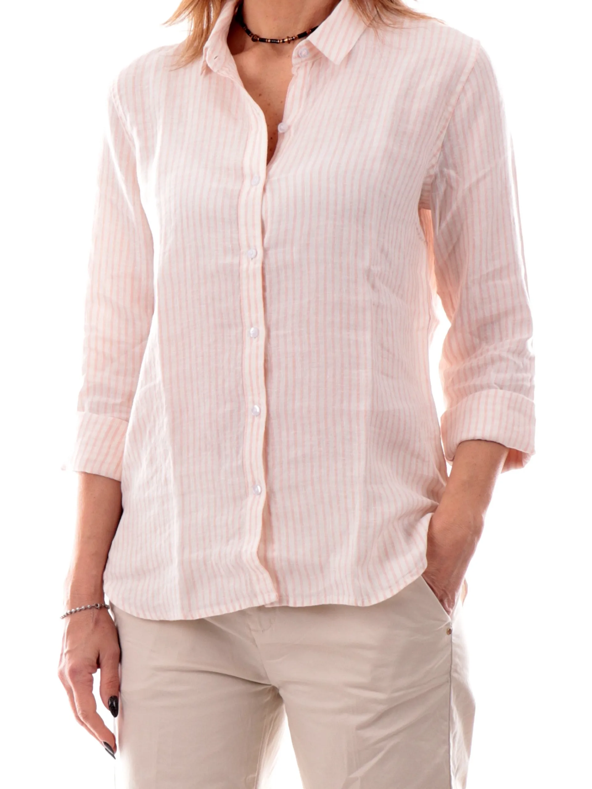 BARBOUR Top & Camicie*Camicia da donna a righe bianca e rosa LSH1315