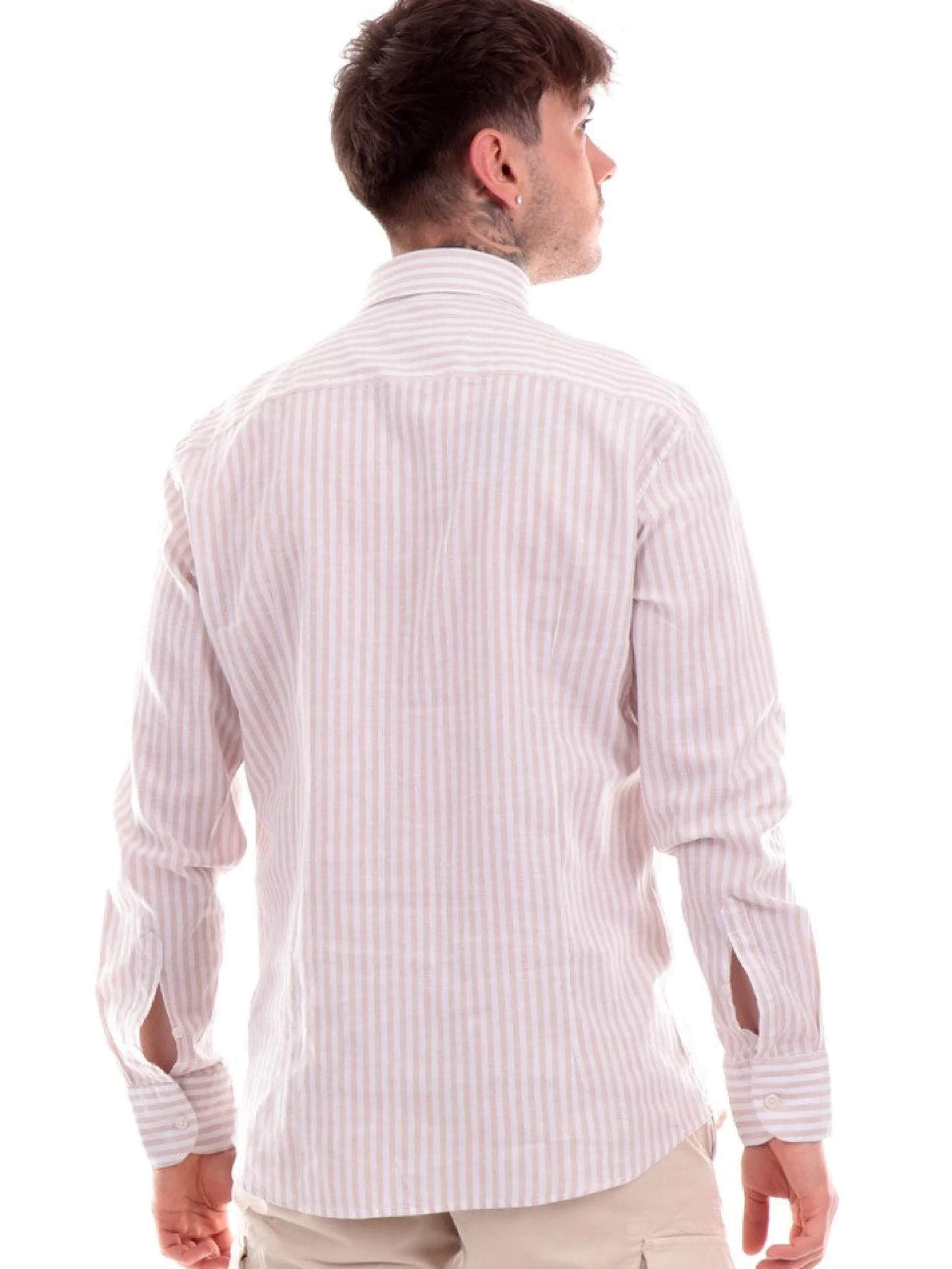 BASTONCINO Camicie*Camicia bianca a righe da uomo 111