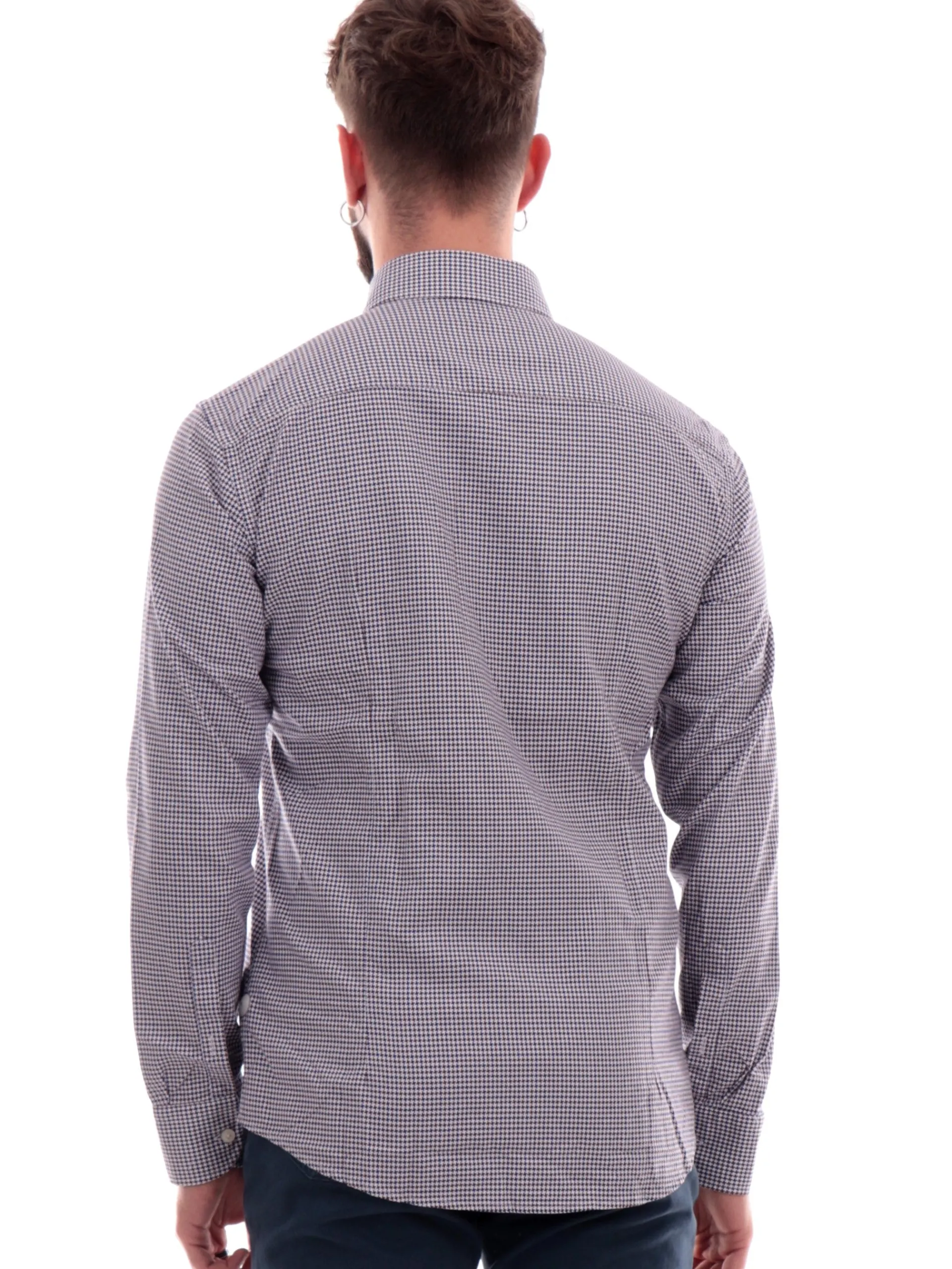 BASTONCINO Camicie*Camicia bianca fantasia pied de poule da uomo 401