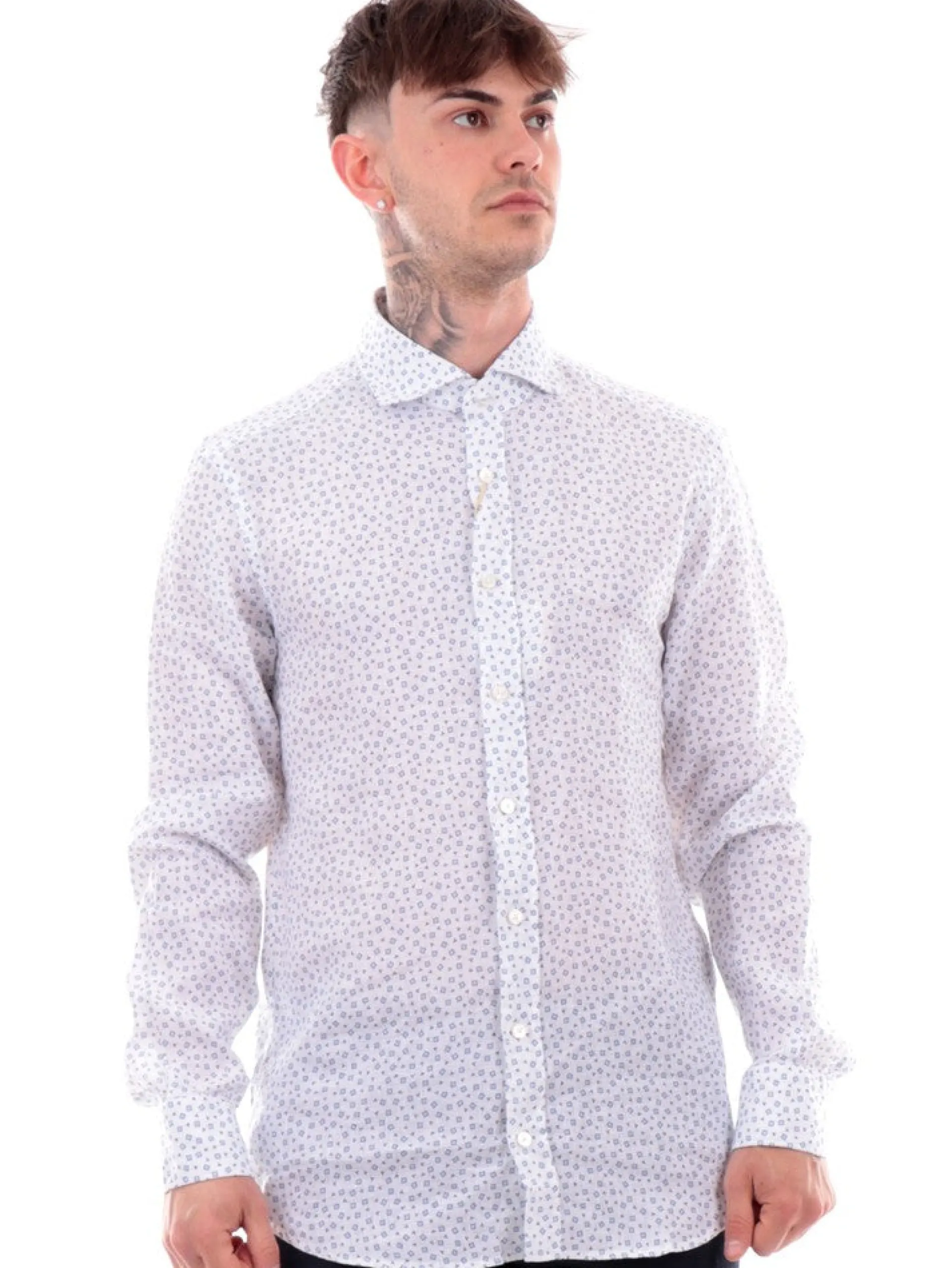 BASTONCINO Camicie*Camicia bianca da uomo in lino 2604
