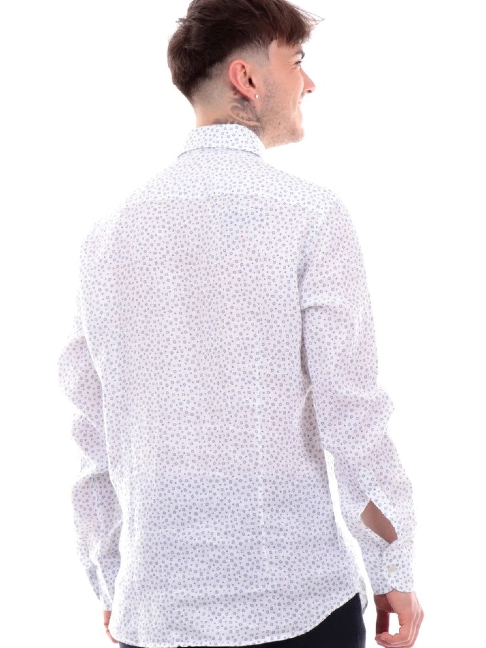 BASTONCINO Camicie*Camicia bianca da uomo in lino 2604