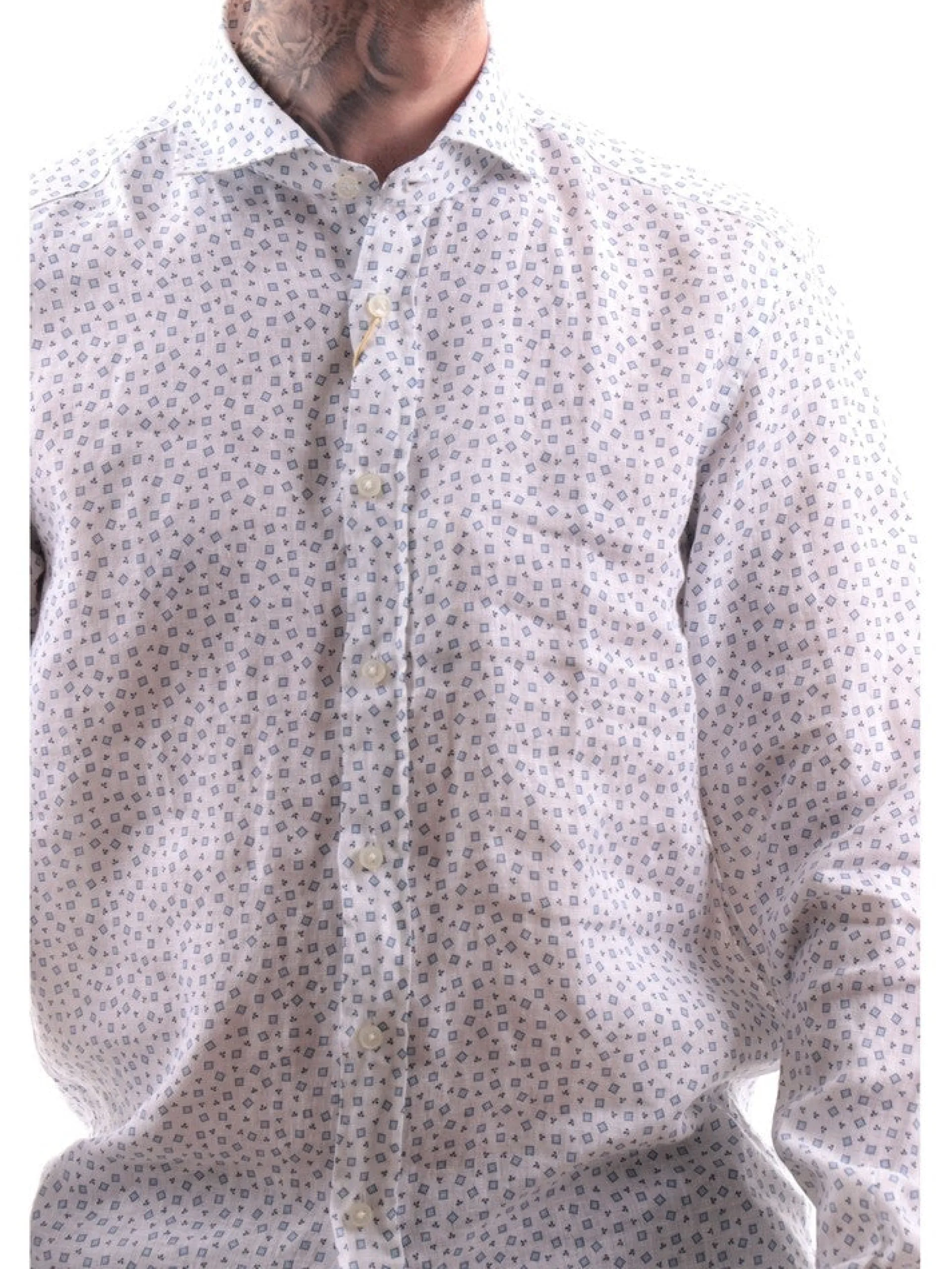 BASTONCINO Camicie*Camicia bianca da uomo in lino 2604