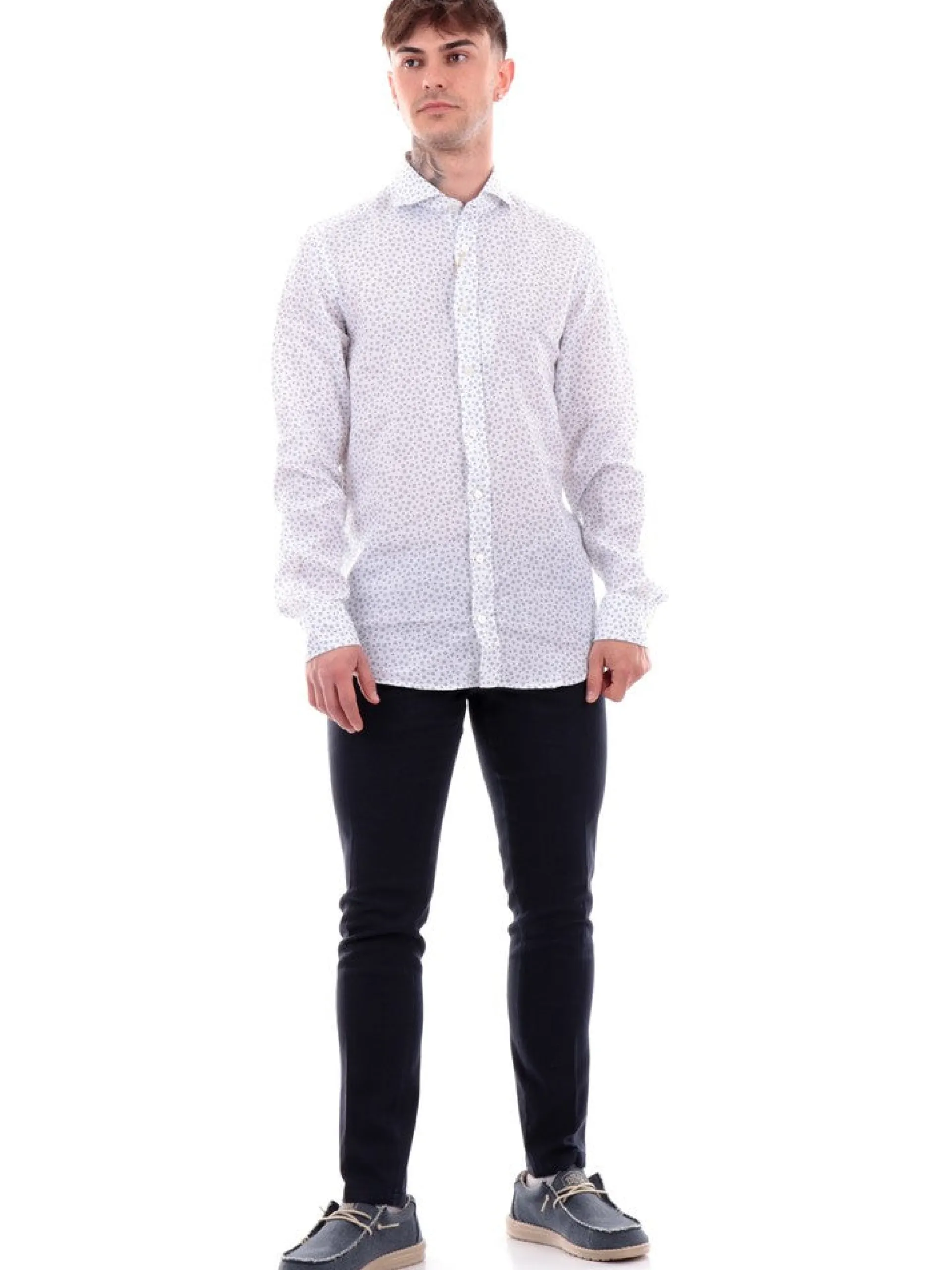 BASTONCINO Camicie*Camicia bianca da uomo in lino 2604