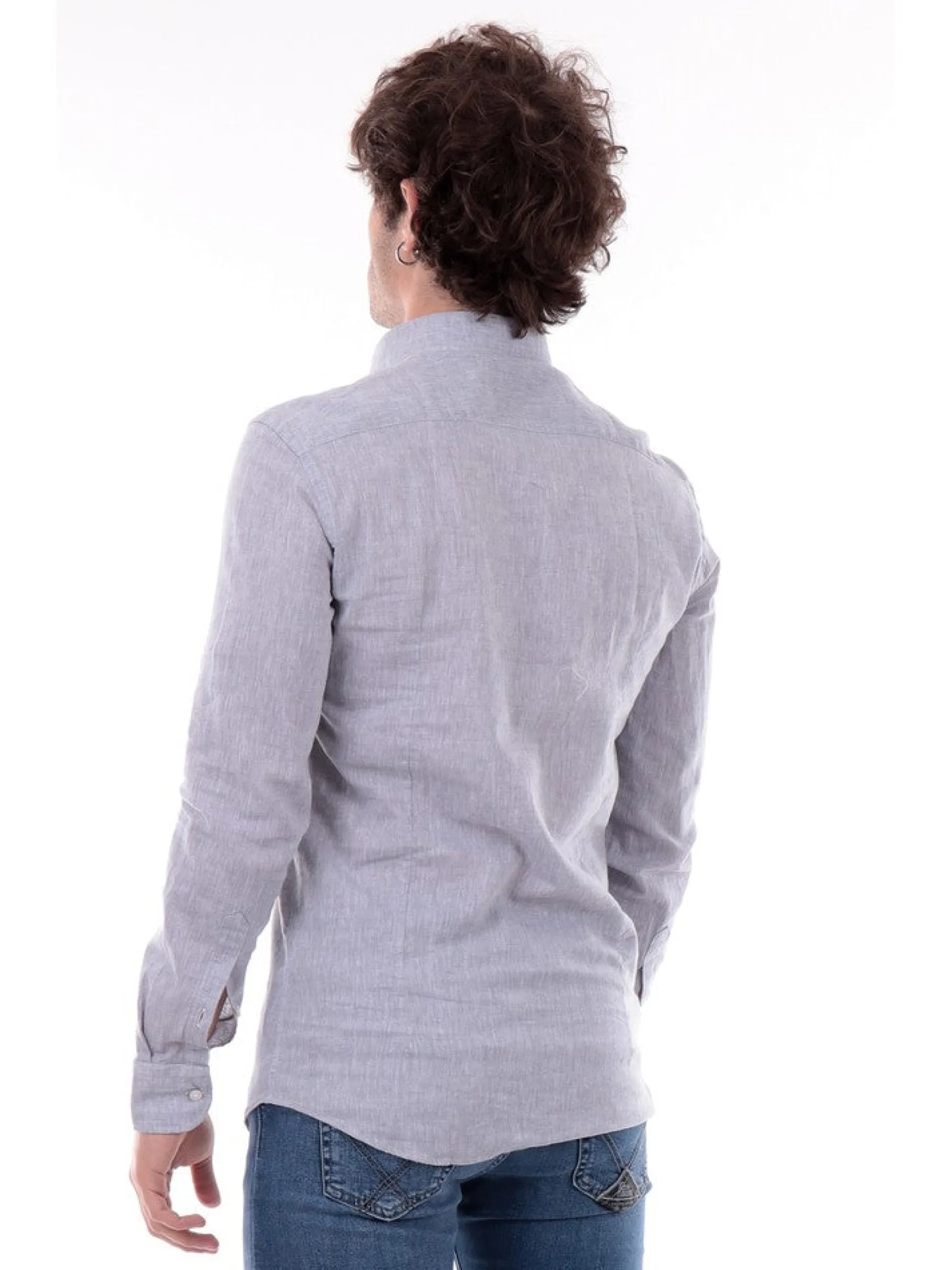BASTONCINO Camicie*Camicia Lino Grigia da Uomo 1116