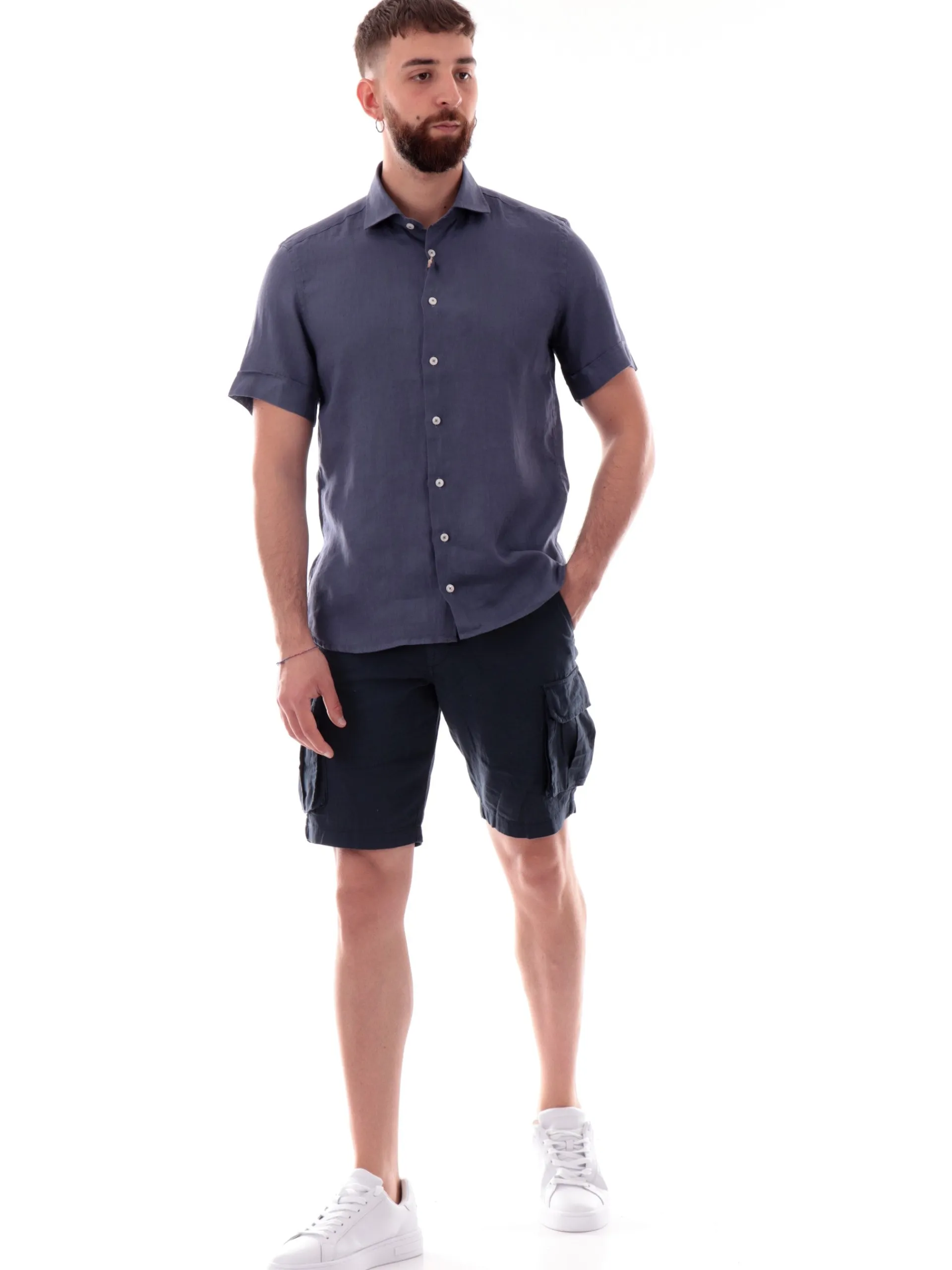 BASTONCINO Camicie*Camicia Maniche corte in lino B05022