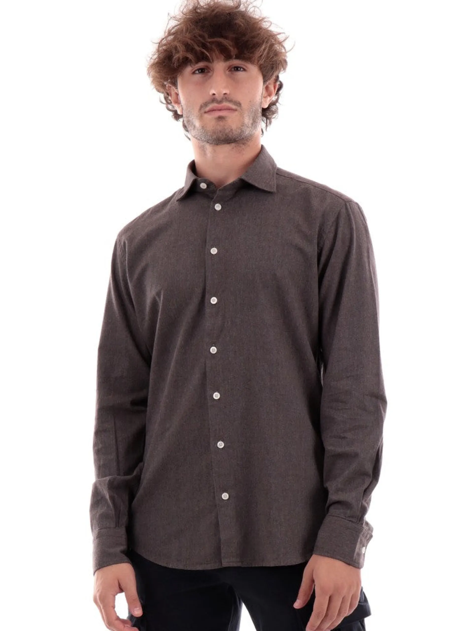 BASTONCINO Camicie*Camicia marrone da uomo 1726
