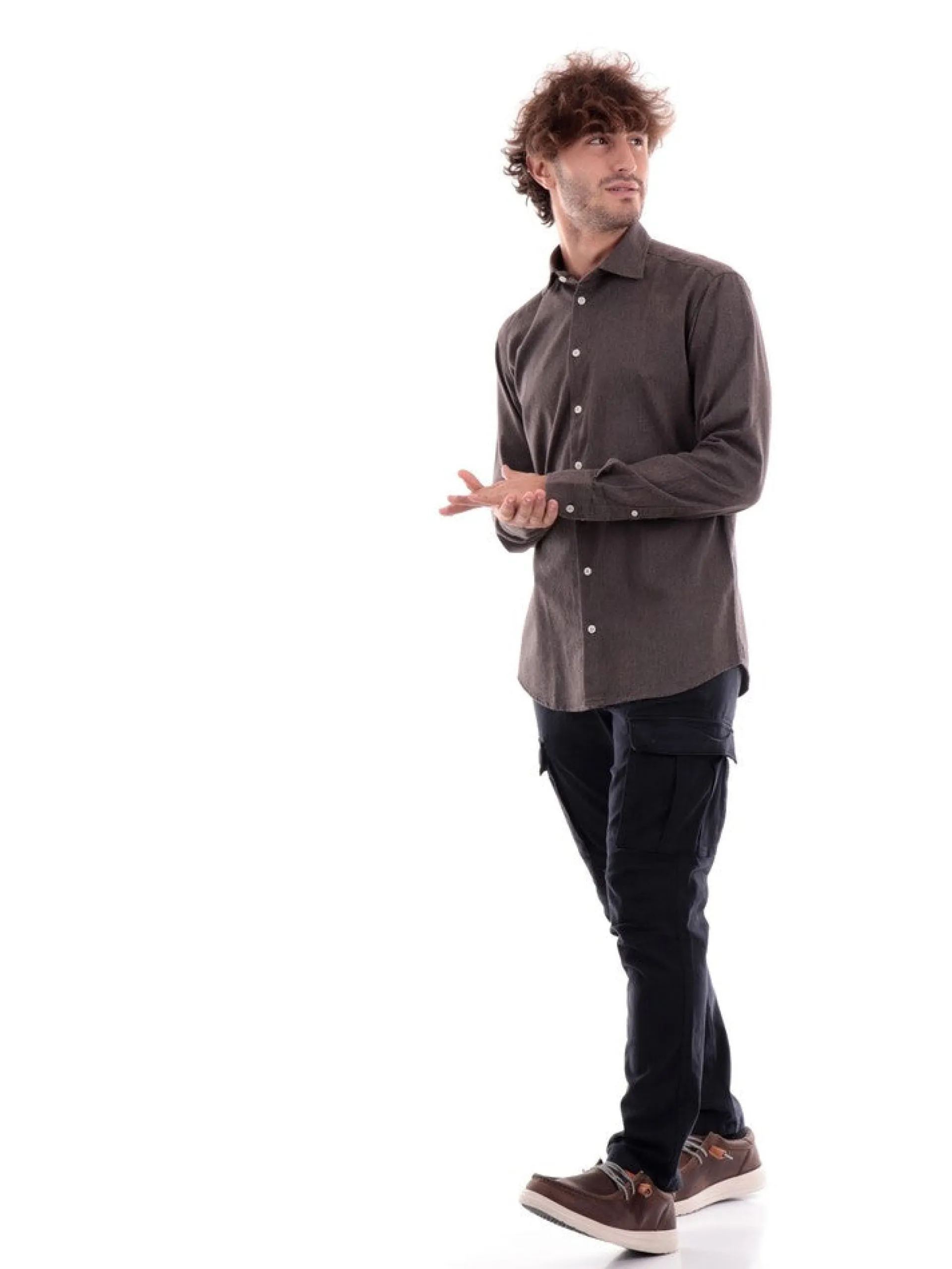 BASTONCINO Camicie*Camicia marrone da uomo 1726