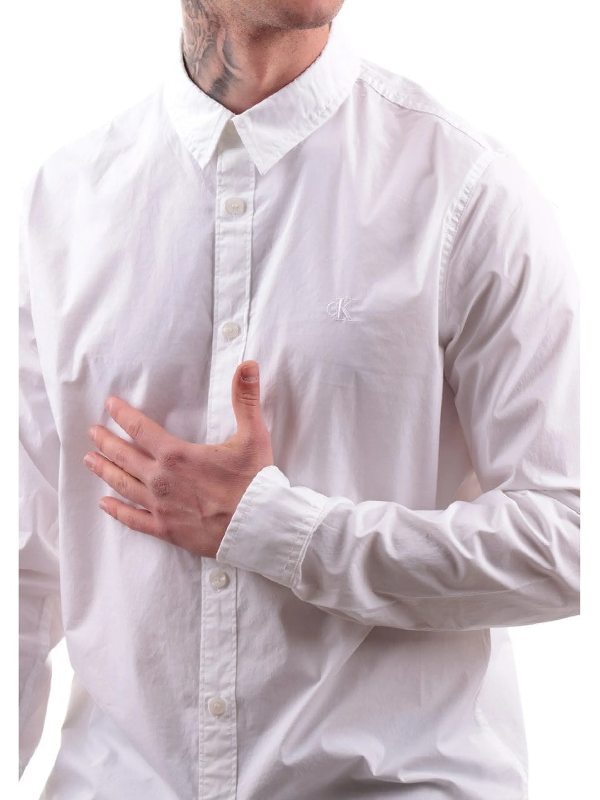 CALVIN KLEIN Camicie*Camicia bianca da uomo Slim Stretch J30J324614