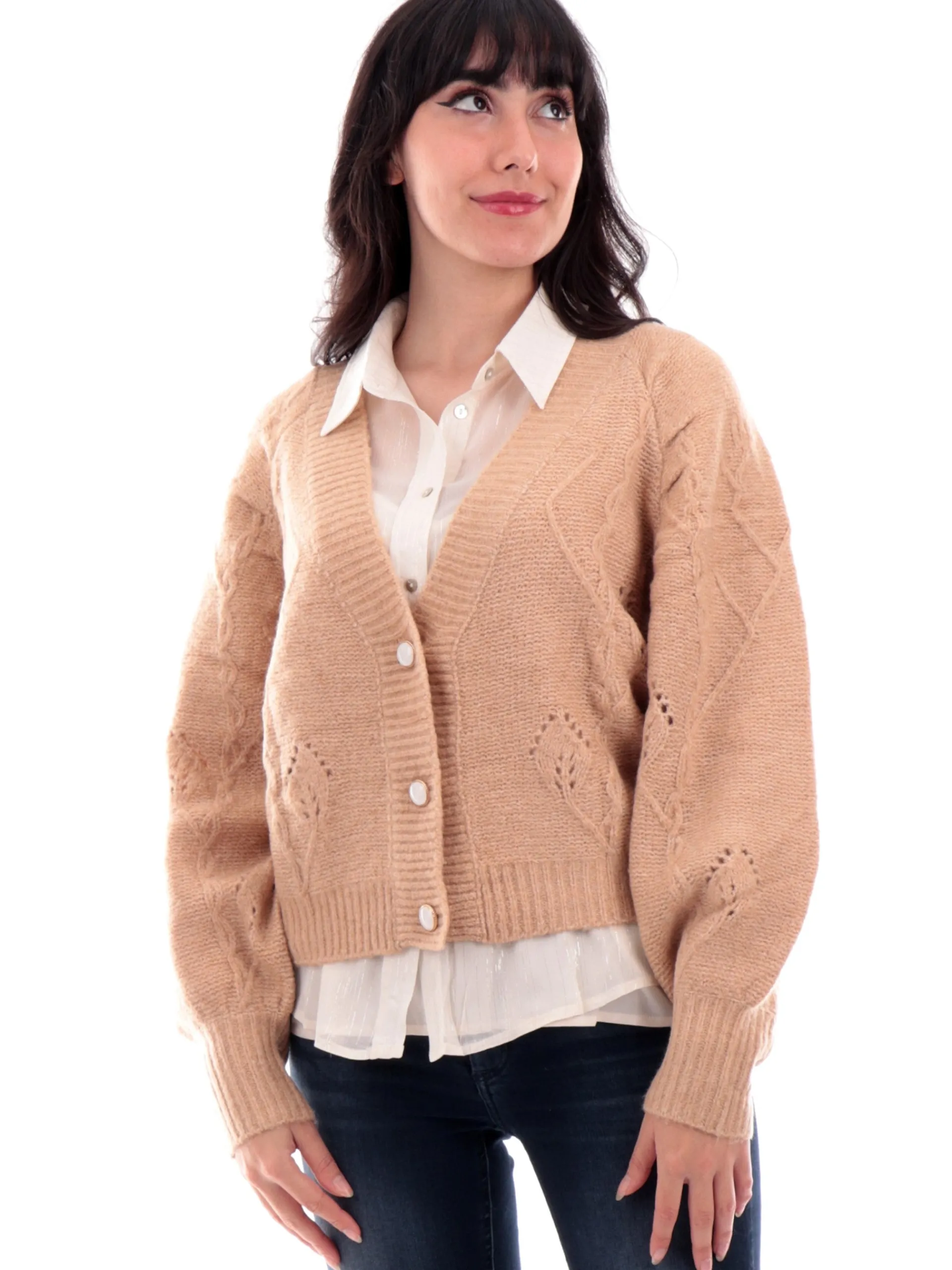 MOLLYBRACKEN Top & Camicie*Camicia con top interno Molly Bracken bianca da donna inserti lurex T1936CN
