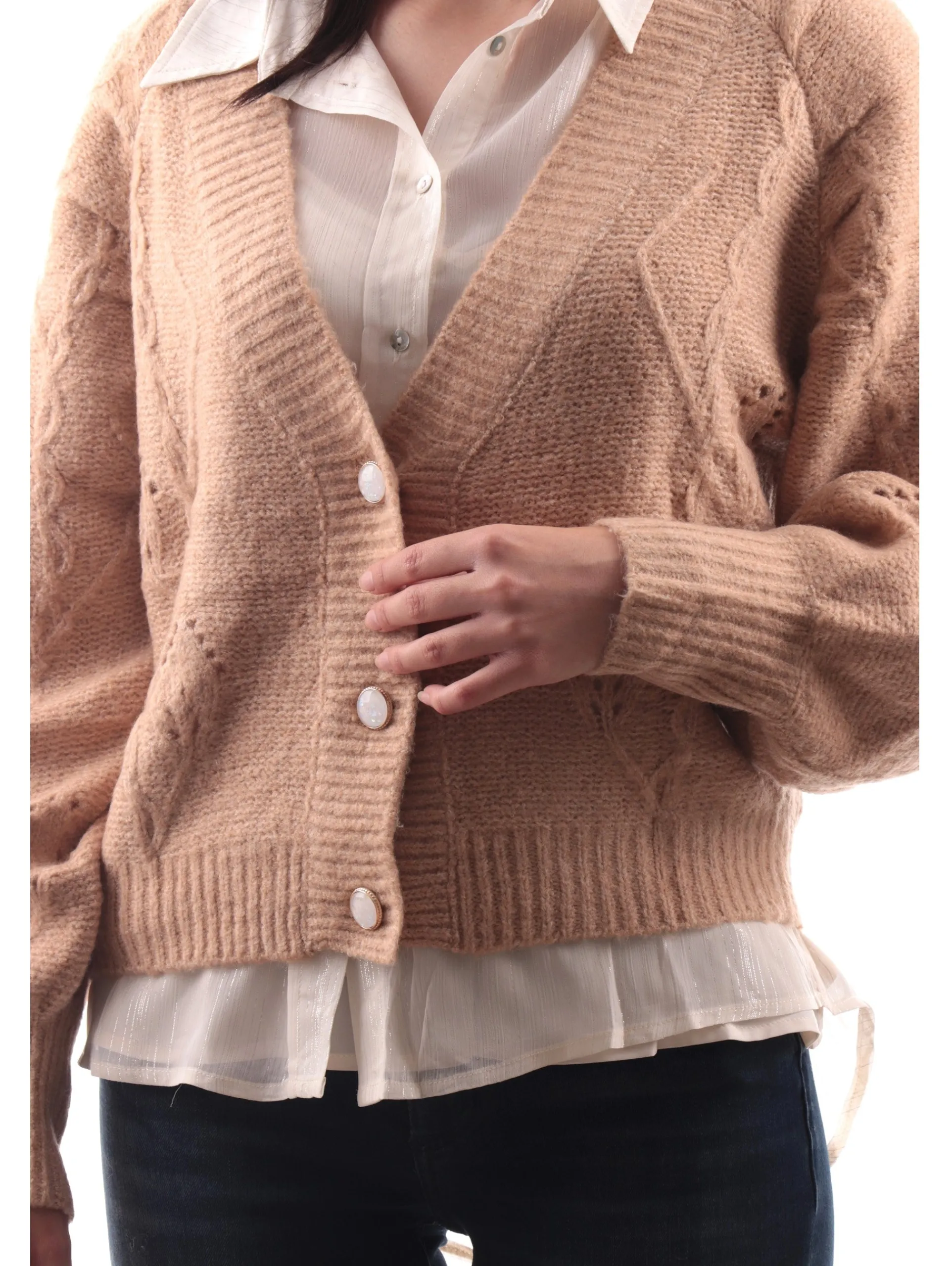 MOLLYBRACKEN Top & Camicie*Camicia con top interno Molly Bracken bianca da donna inserti lurex T1936CN