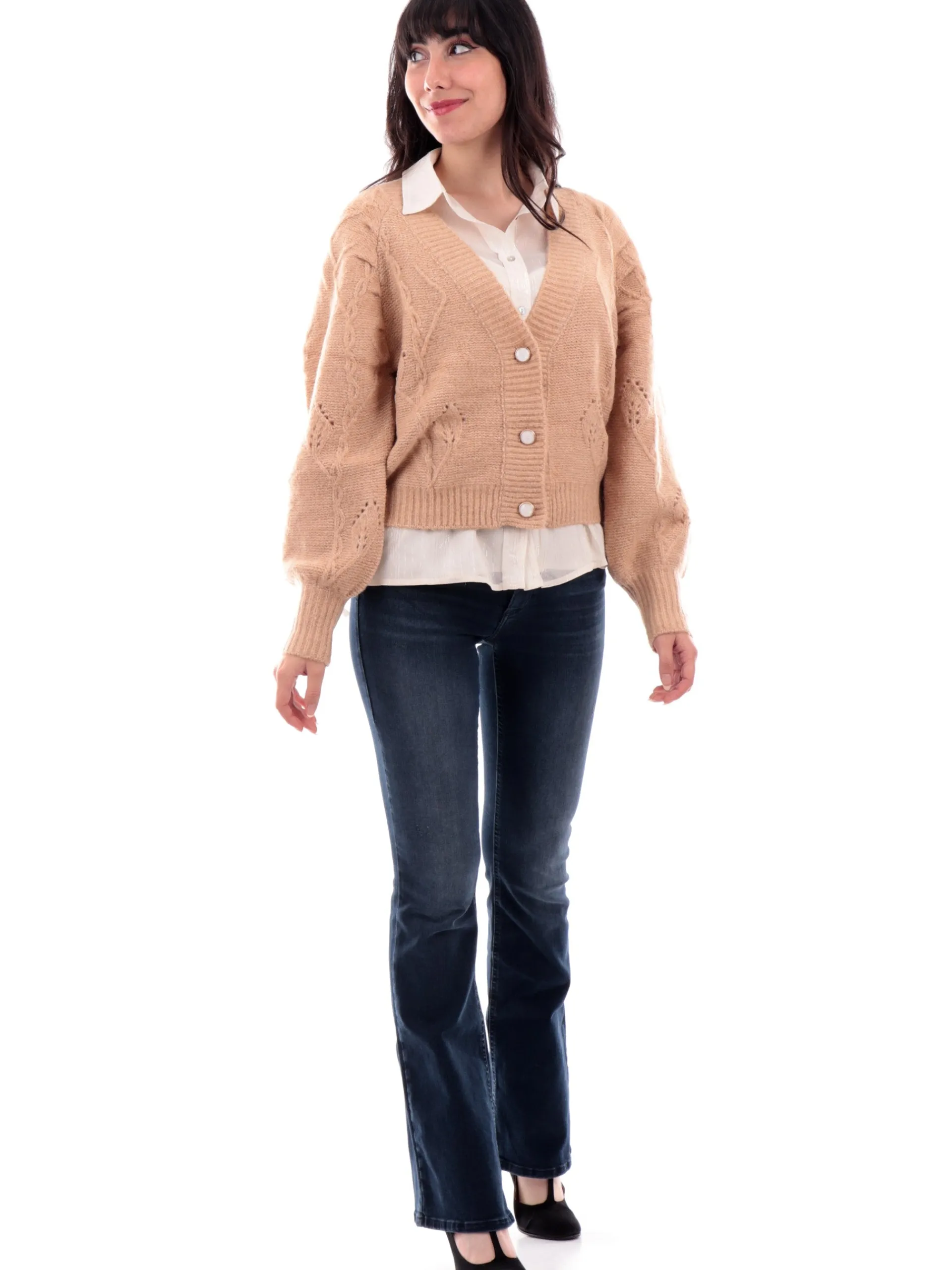 MOLLYBRACKEN Top & Camicie*Camicia con top interno Molly Bracken bianca da donna inserti lurex T1936CN