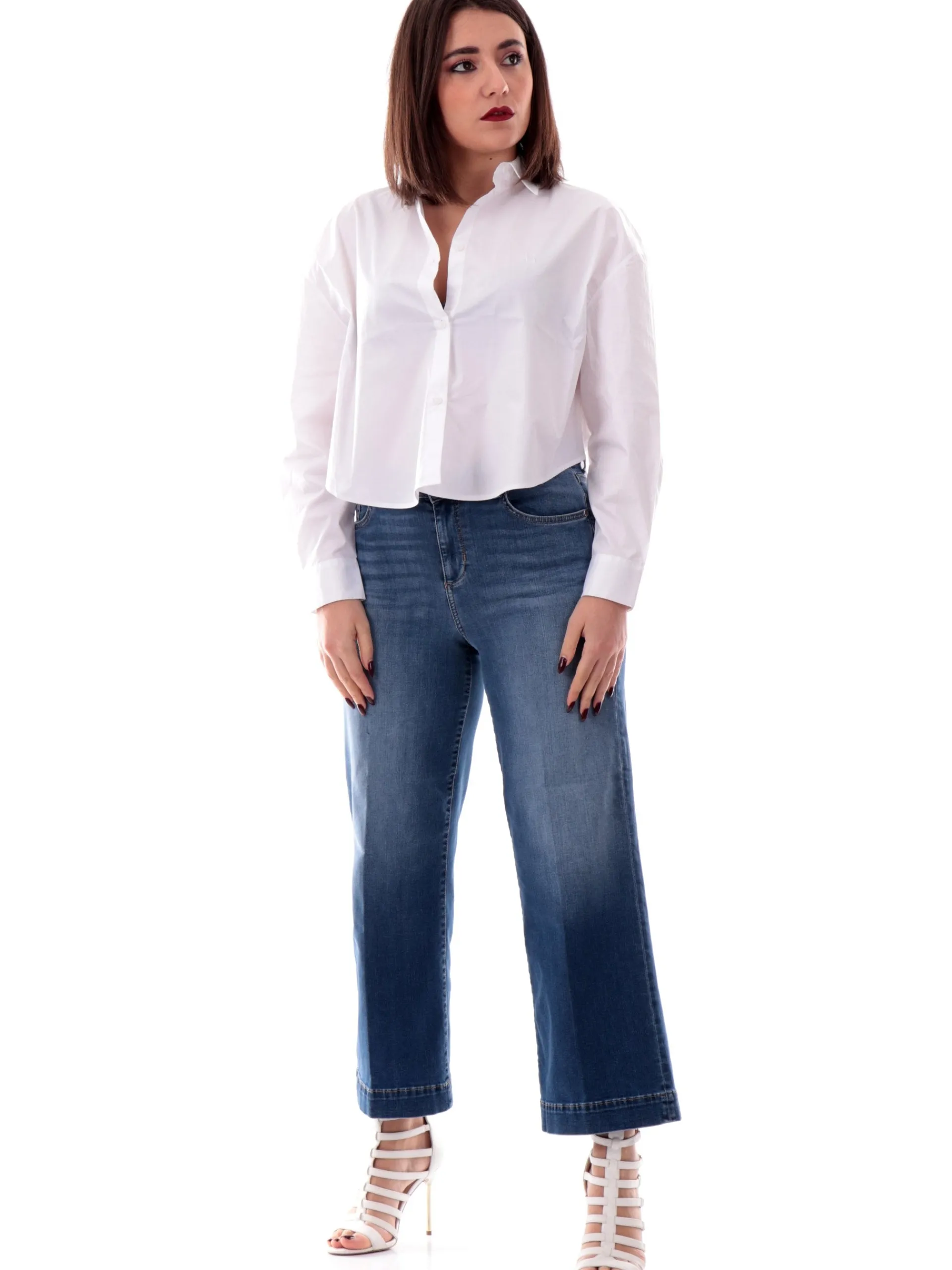 ARMANI EXCHANGE Top & Camicie*Camicia crop AX bianca da donna logo AX ricamato XW001180AF12812